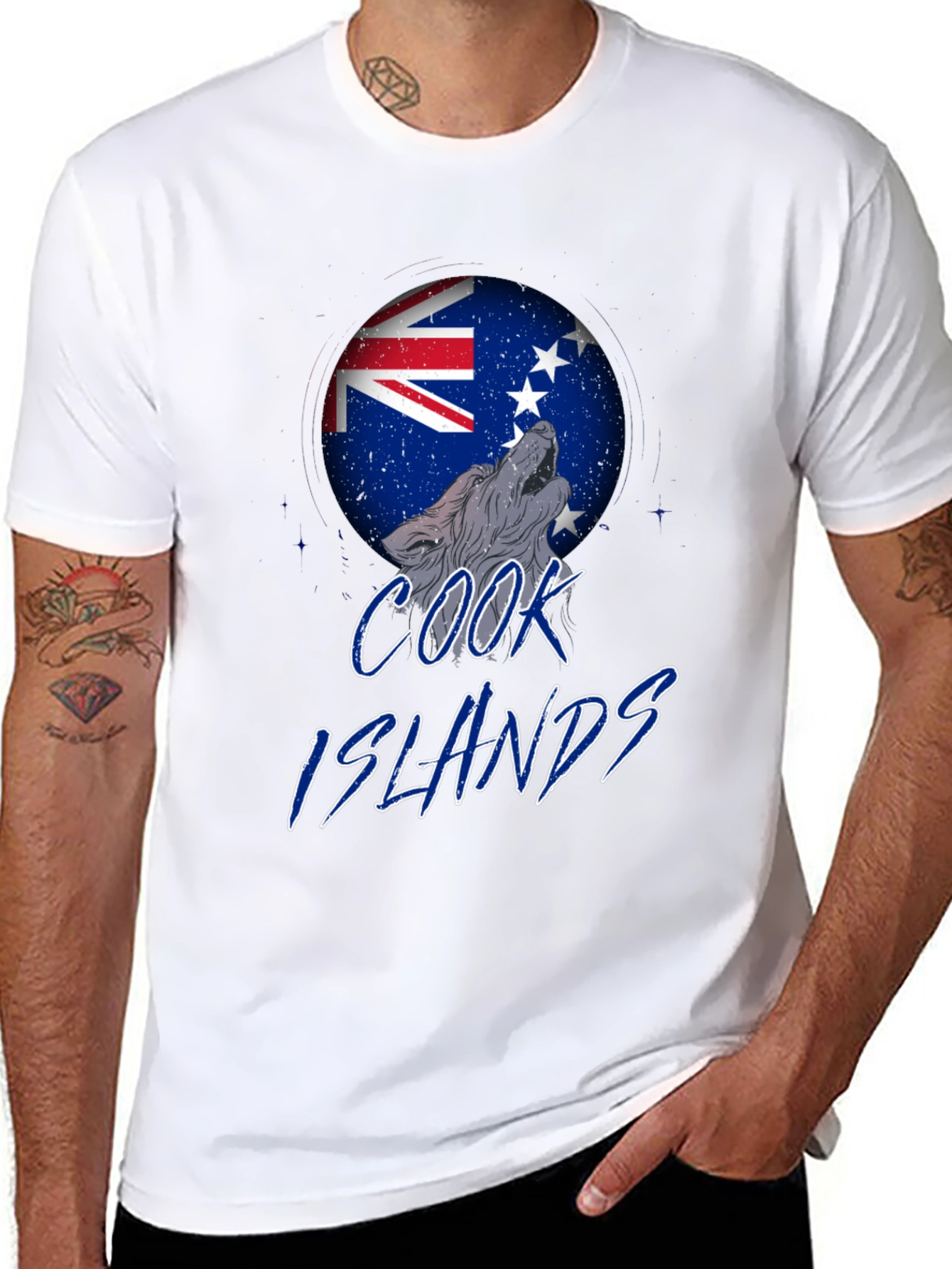 Cook Islands Wolf T-Shirt - Black Graphic Tee
