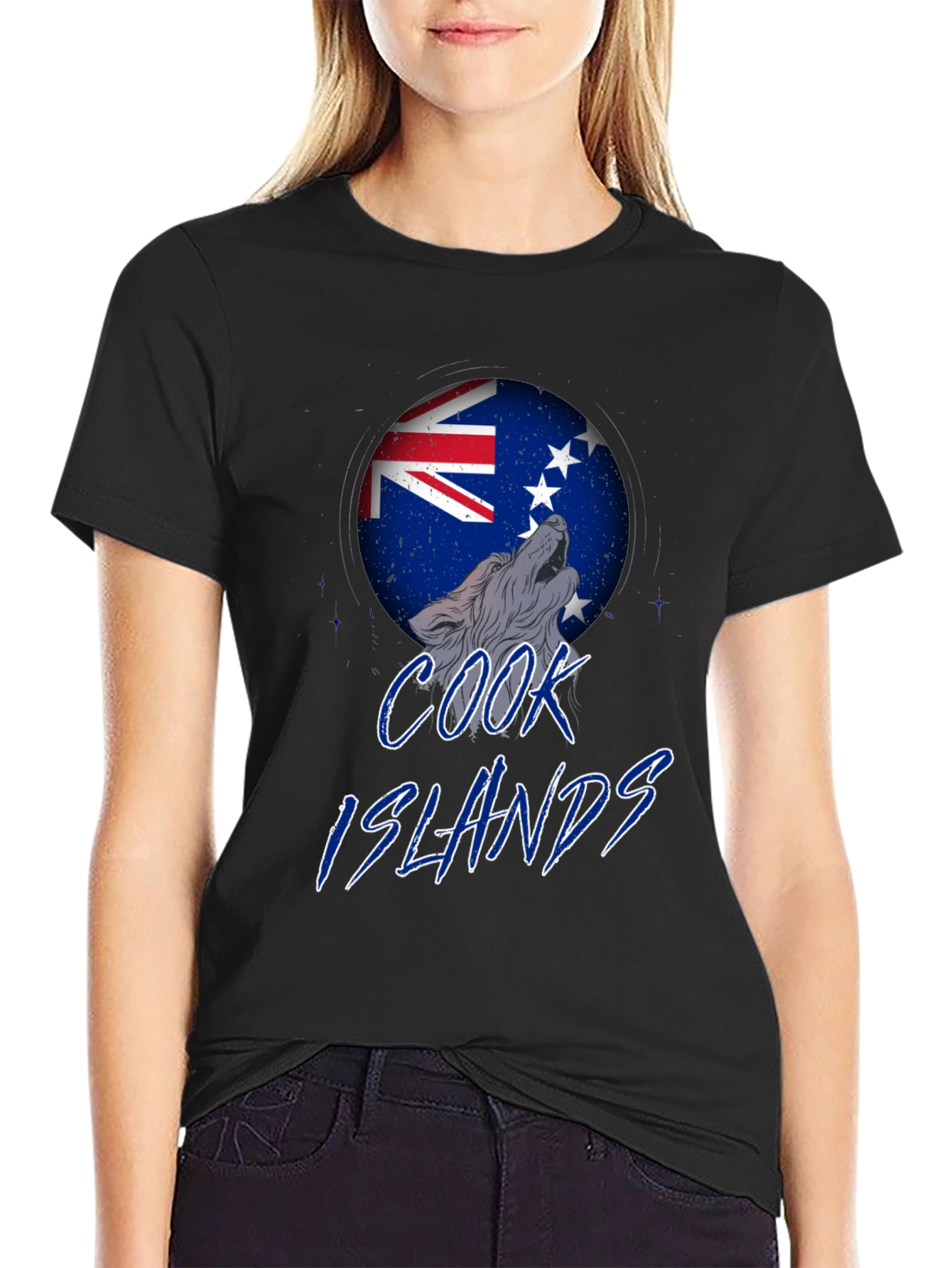 Cook Islands Wolf T-Shirt - Black Graphic Tee