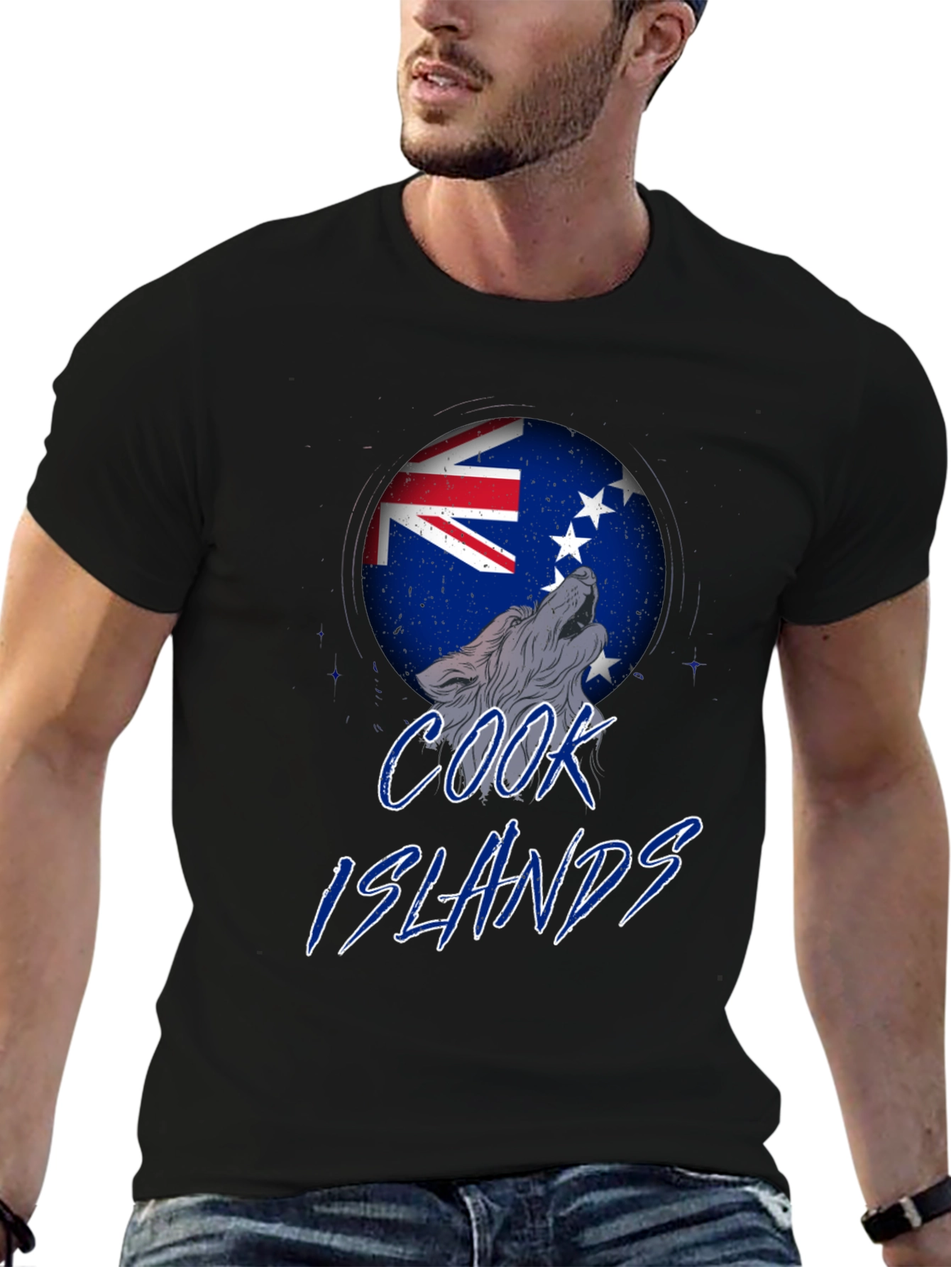 Cook Islands Wolf T-Shirt - Black Graphic Tee
