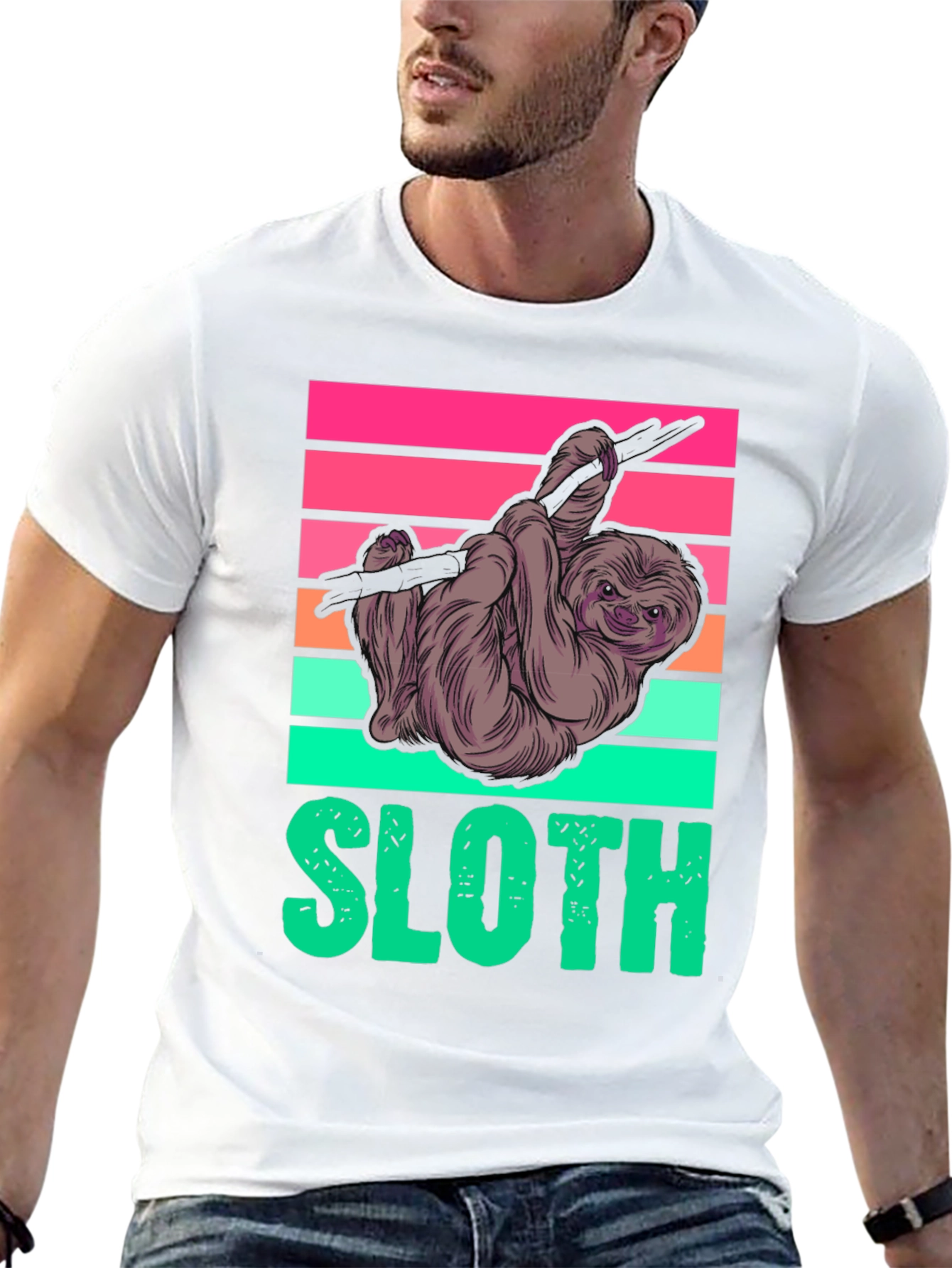 Sloth Graphic Tee - Retro Design