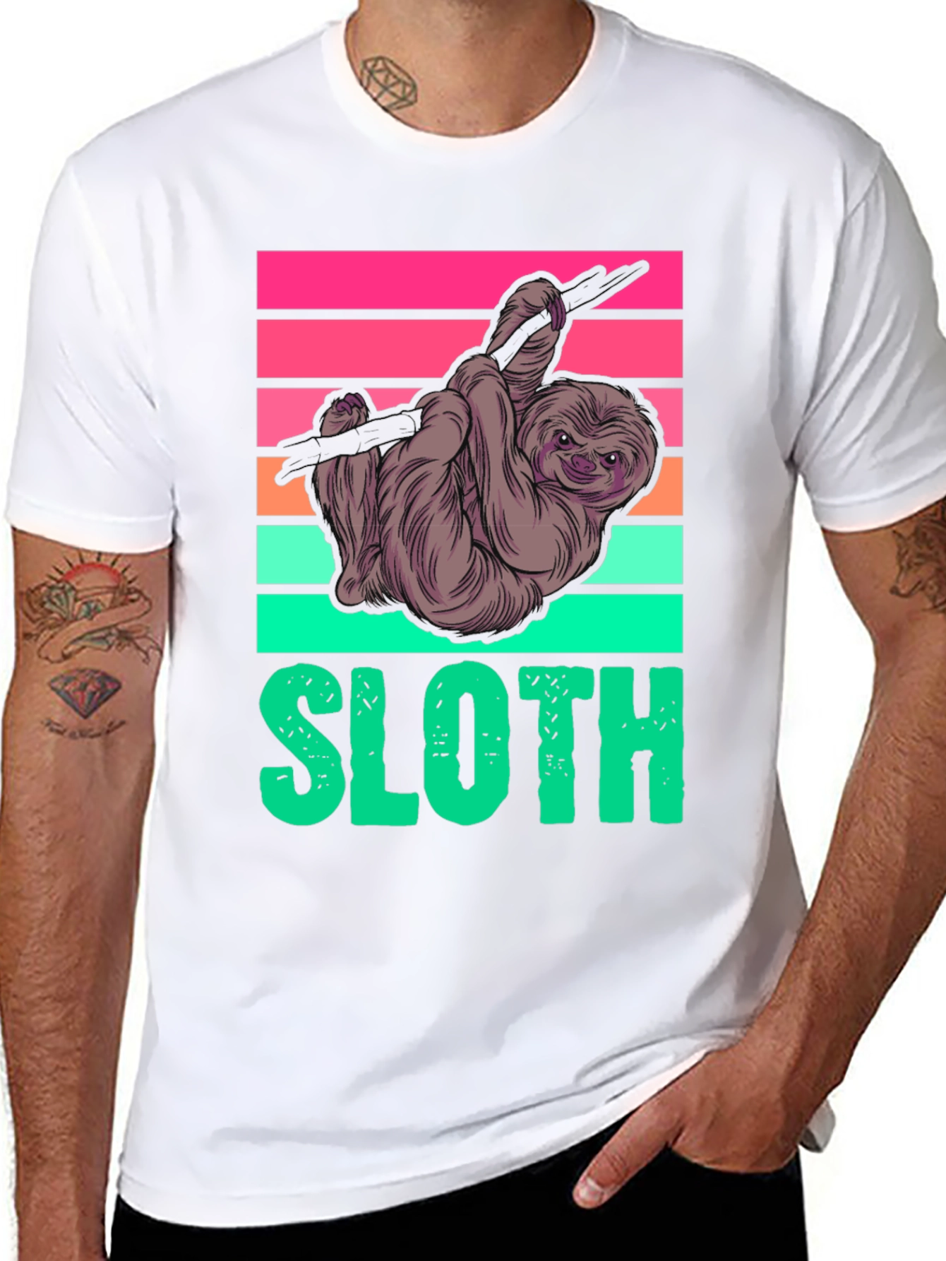 Sloth Graphic Tee - Retro Design