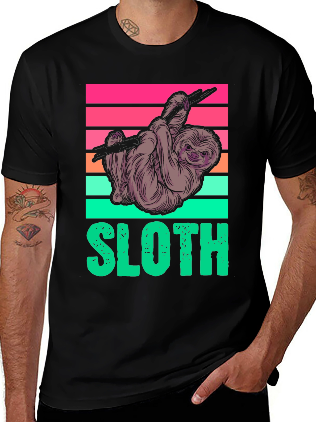 Sloth Graphic Tee - Retro Design