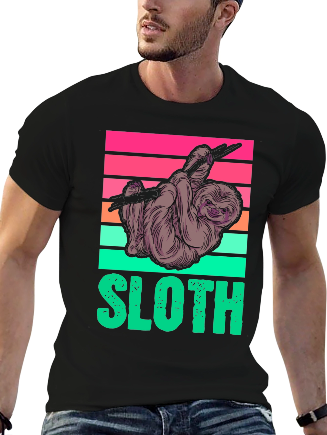 Sloth Graphic Tee - Retro Design