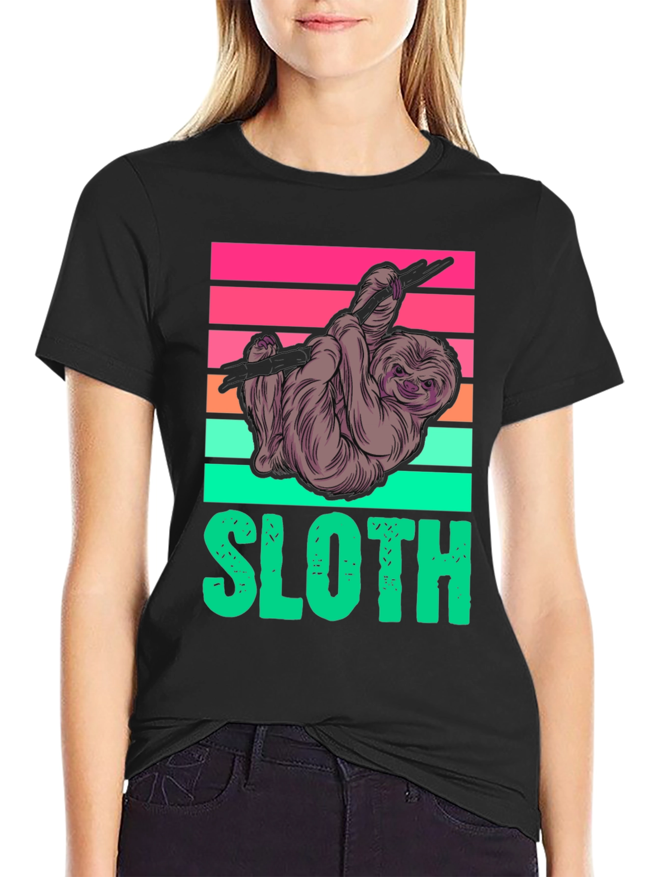 Sloth Graphic Tee - Retro Design