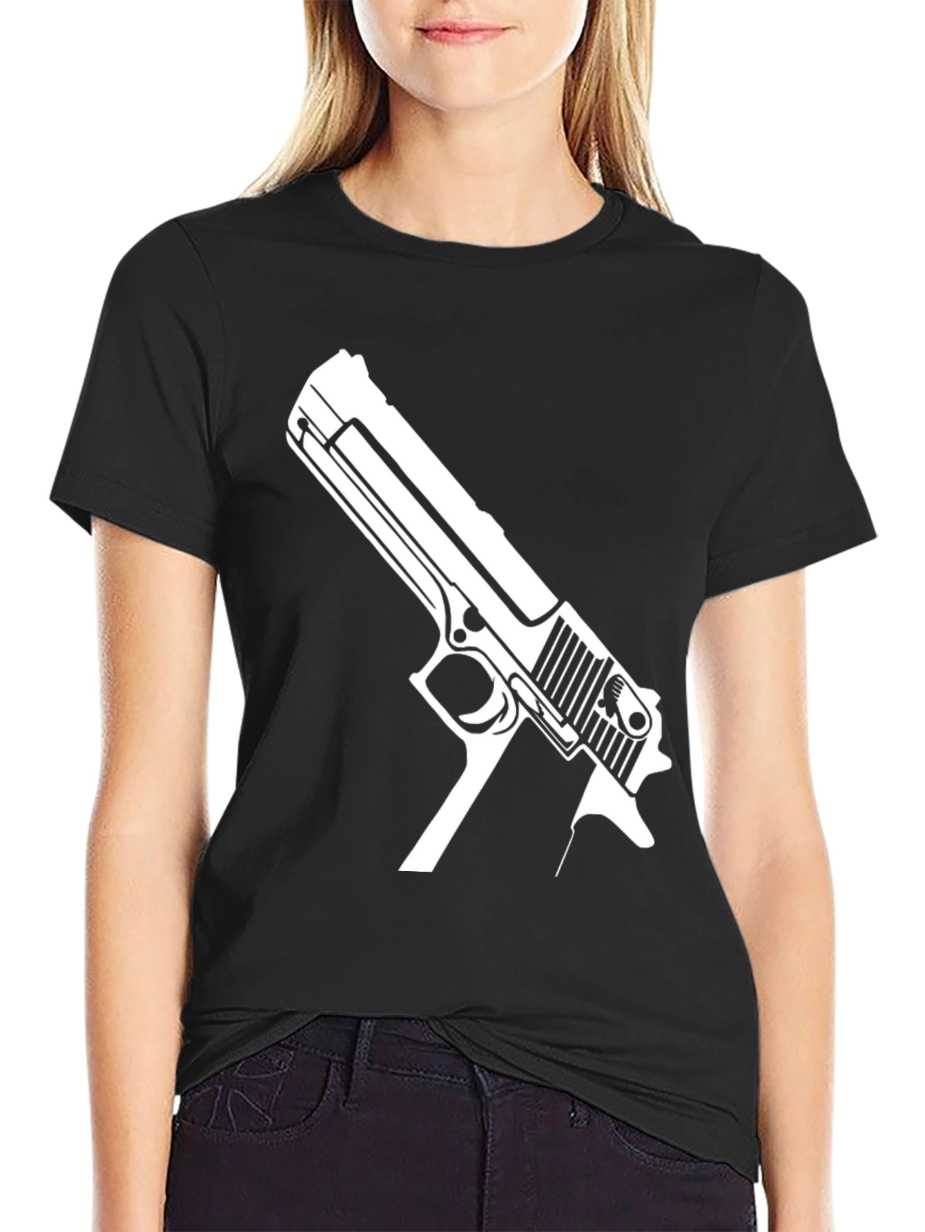 Gun Graphic Tee - Bold Black T-Shirt