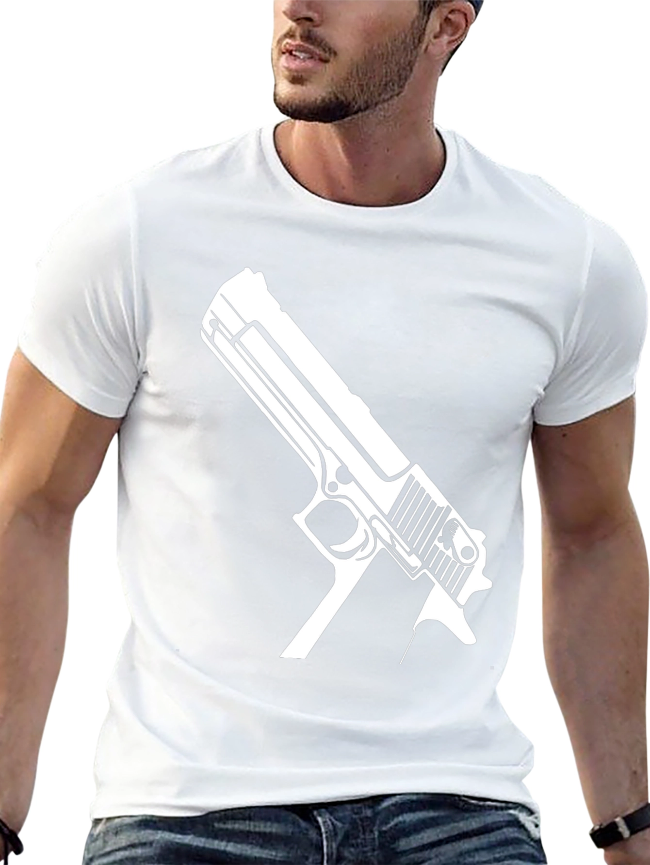 Gun Graphic Tee - Bold Black T-Shirt
