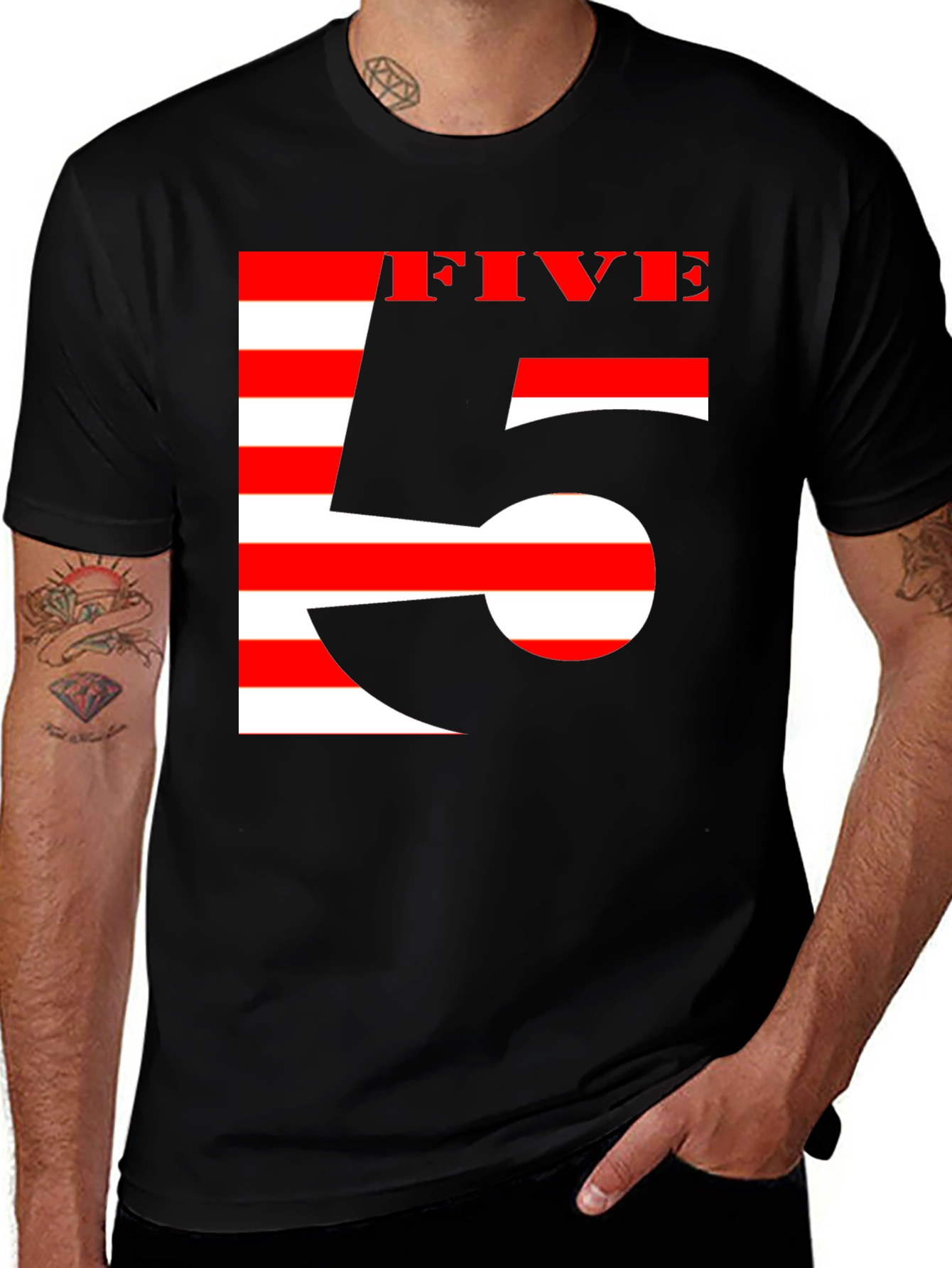 Stripped Five Graphic Tee - Black