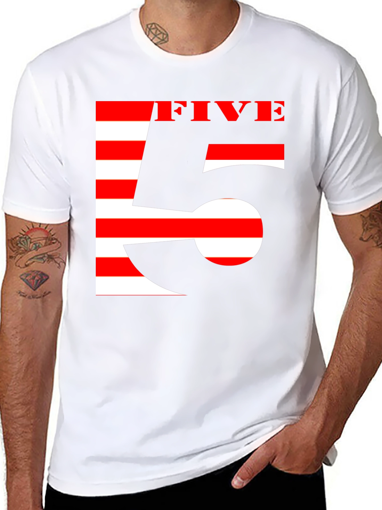 Stripped Five Graphic Tee - Black