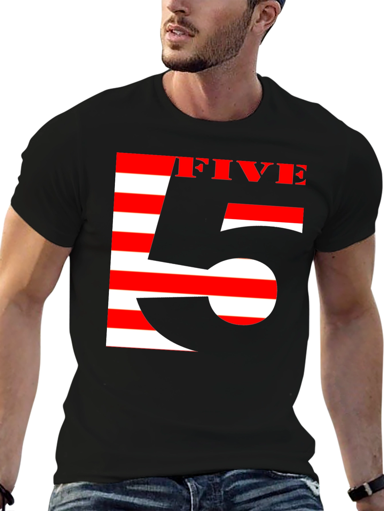 Stripped Five Graphic Tee - Black