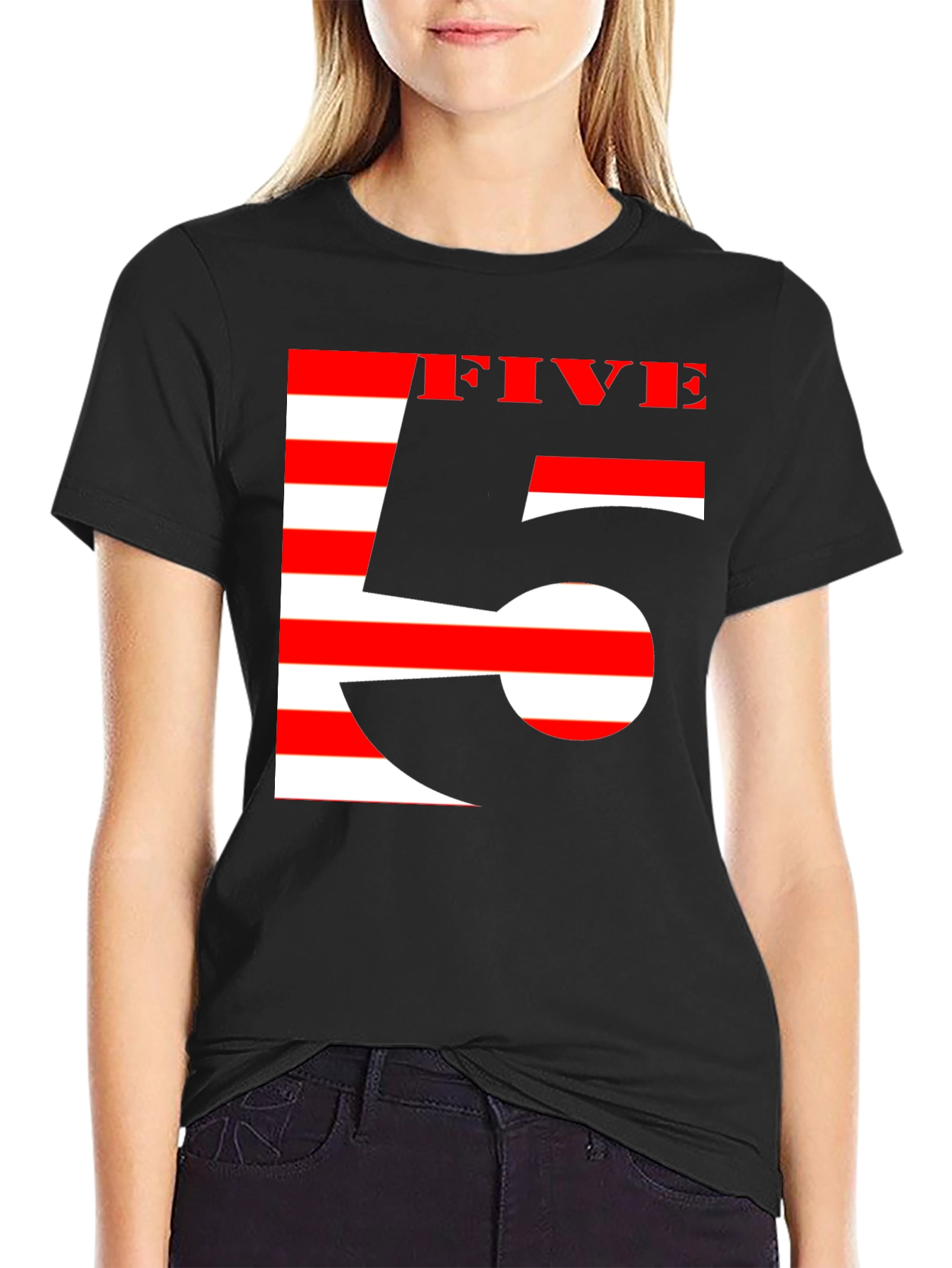 Stripped Five Graphic Tee - Black