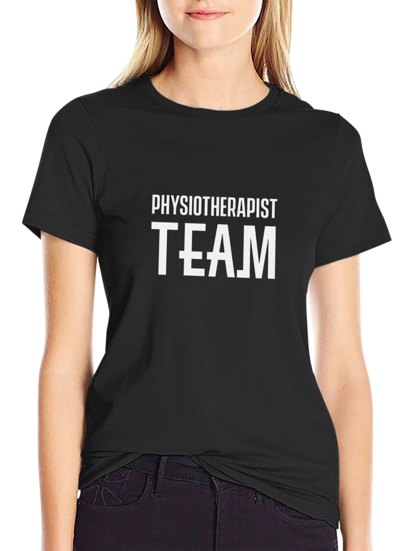 Physiotherapist Team Black Cotton T-Shirt
