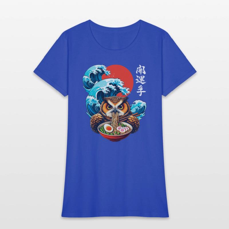 Japanese Wave Sunset Art Noodle Foodie Cute Owl