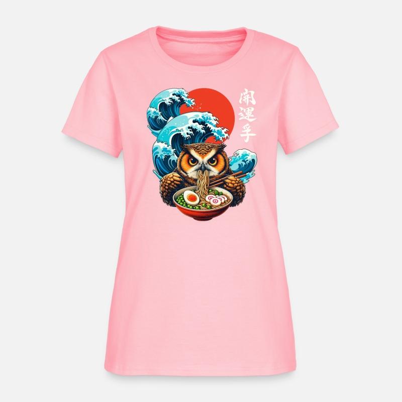 Japanese Wave Sunset Art Noodle Foodie Cute Owl