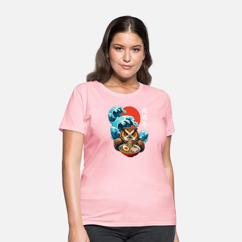 Japanese Wave Sunset Art Noodle Foodie Cute Owl