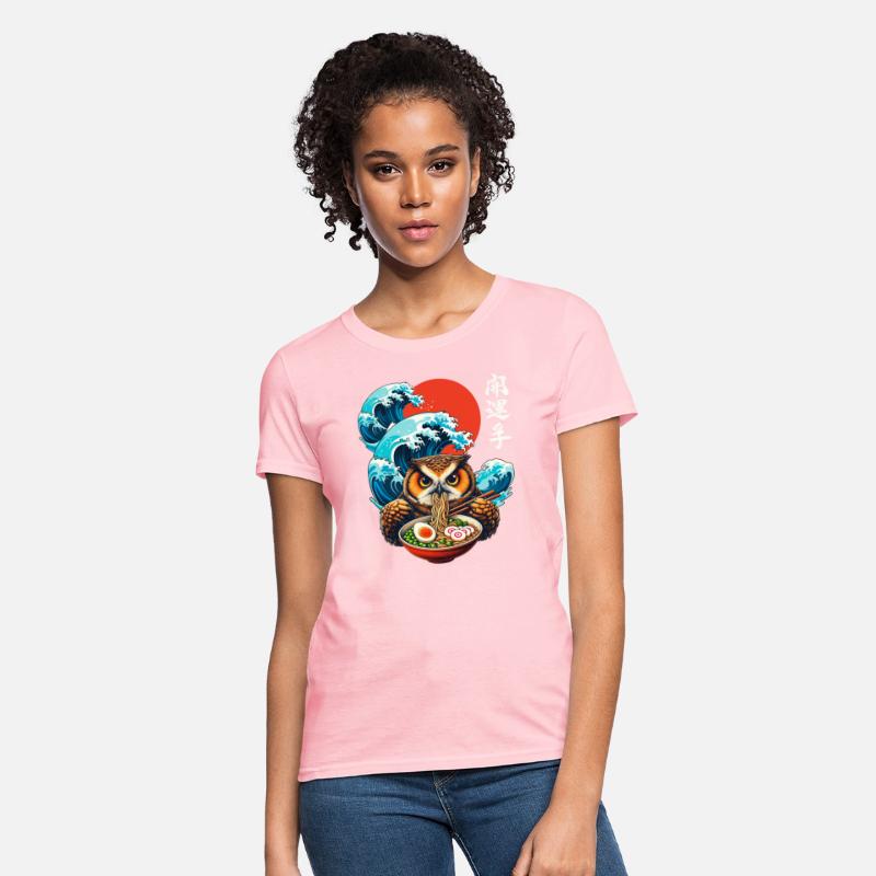 Japanese Wave Sunset Art Noodle Foodie Cute Owl