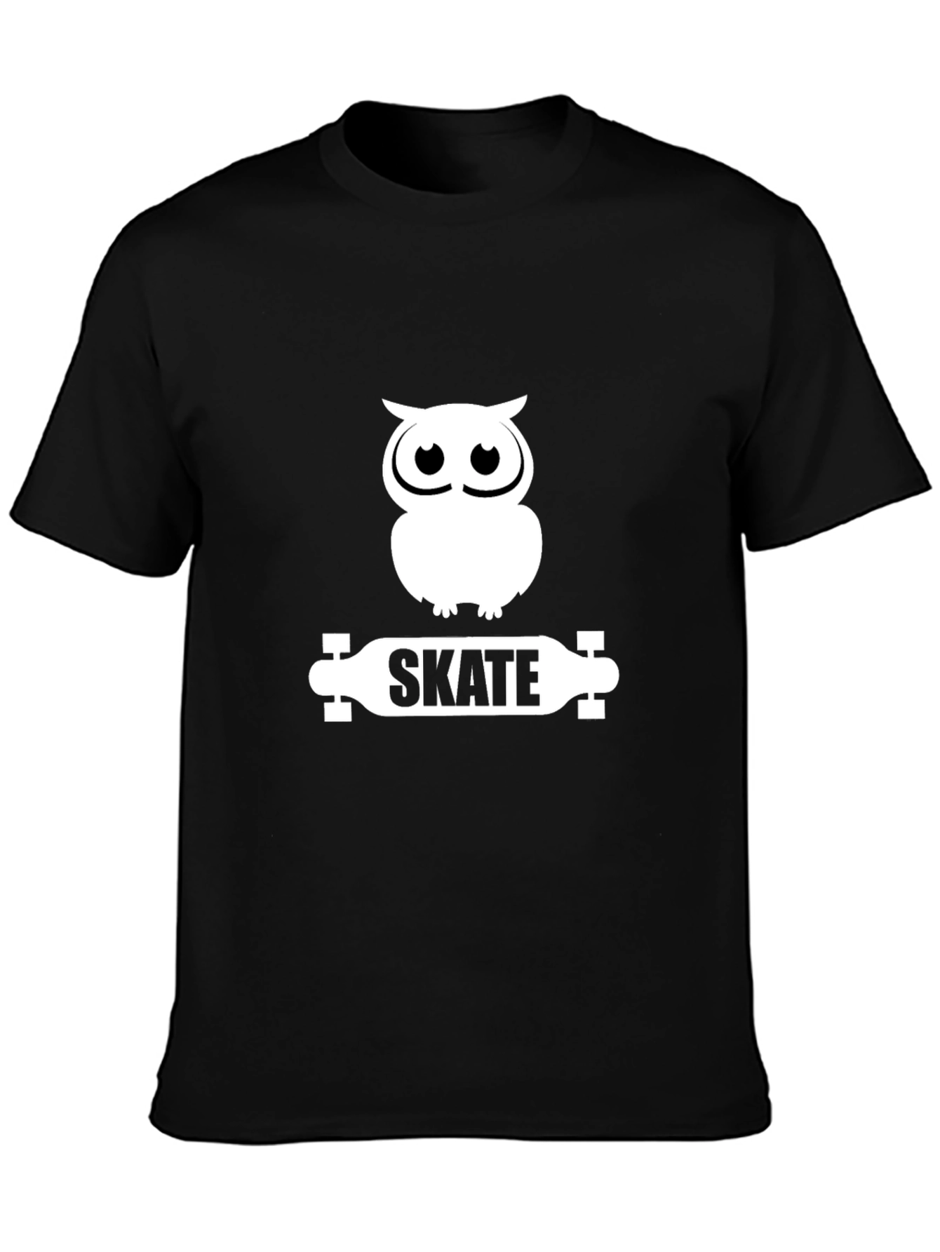 Owl Skate Graphic Tee - Black Cotton T-Shirt
