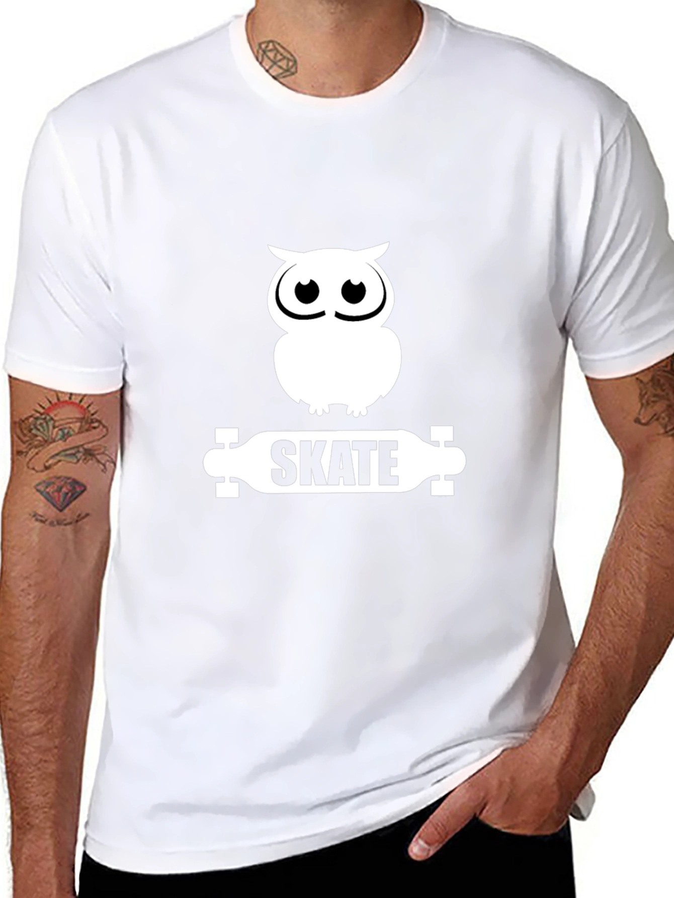 Owl Skate Graphic Tee - Black Cotton T-Shirt