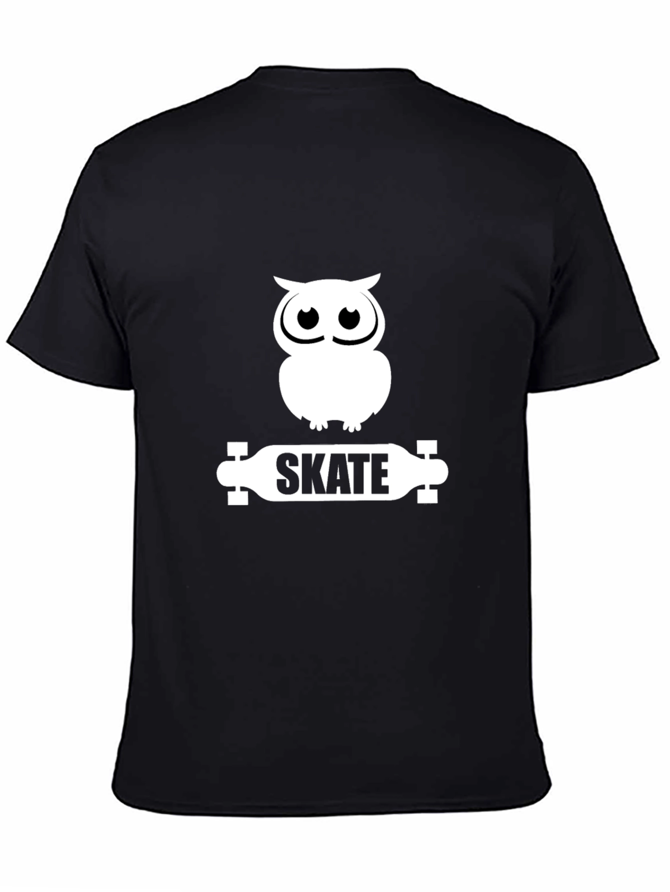 Owl Skate Graphic Tee - Black Cotton T-Shirt