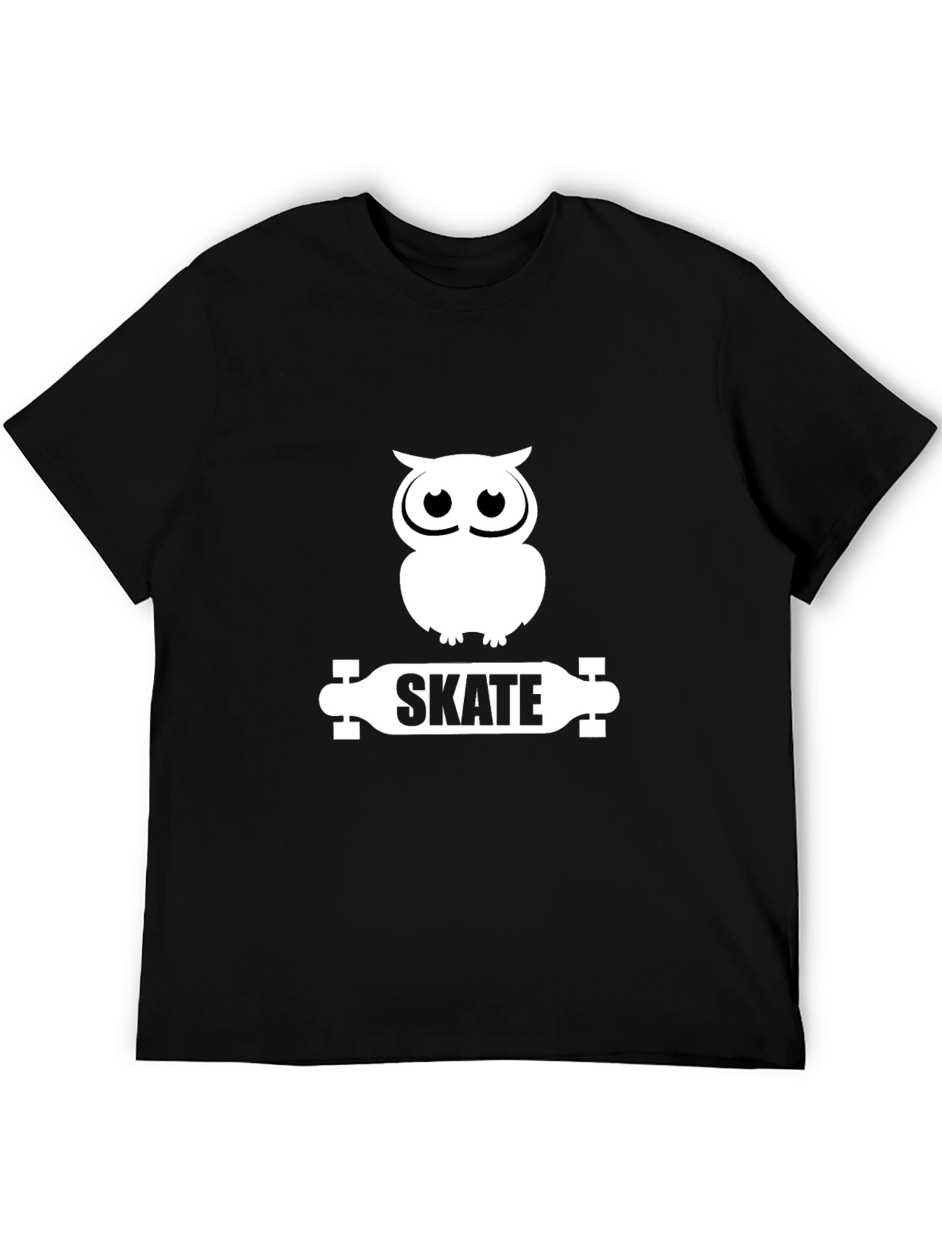 Owl Skate Graphic Tee - Black Cotton T-Shirt