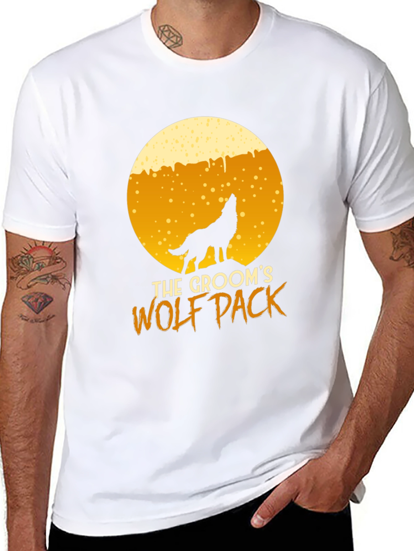 Grooms Wolf Pack T-Shirt - Black Crew Neck Tee