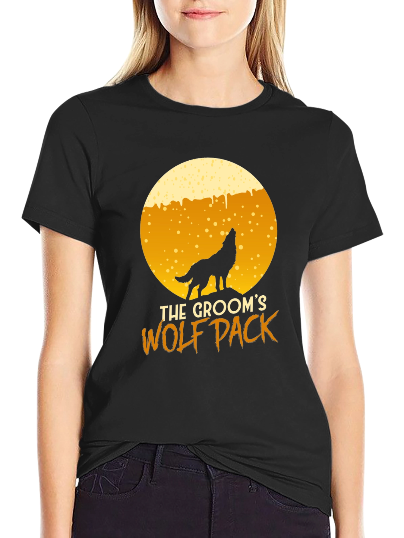 Grooms Wolf Pack T-Shirt - Black Crew Neck Tee