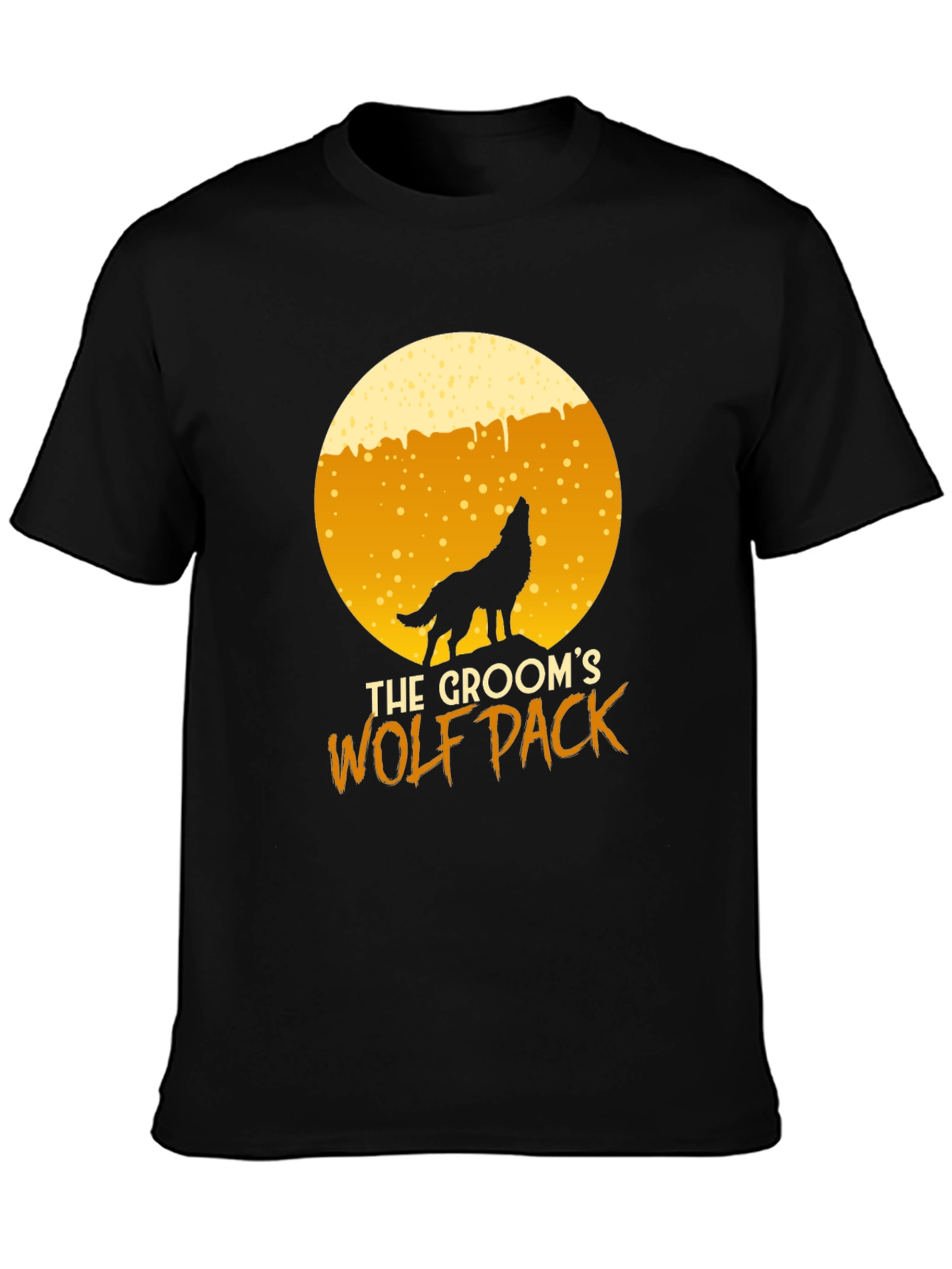 Grooms Wolf Pack T-Shirt - Black Crew Neck Tee