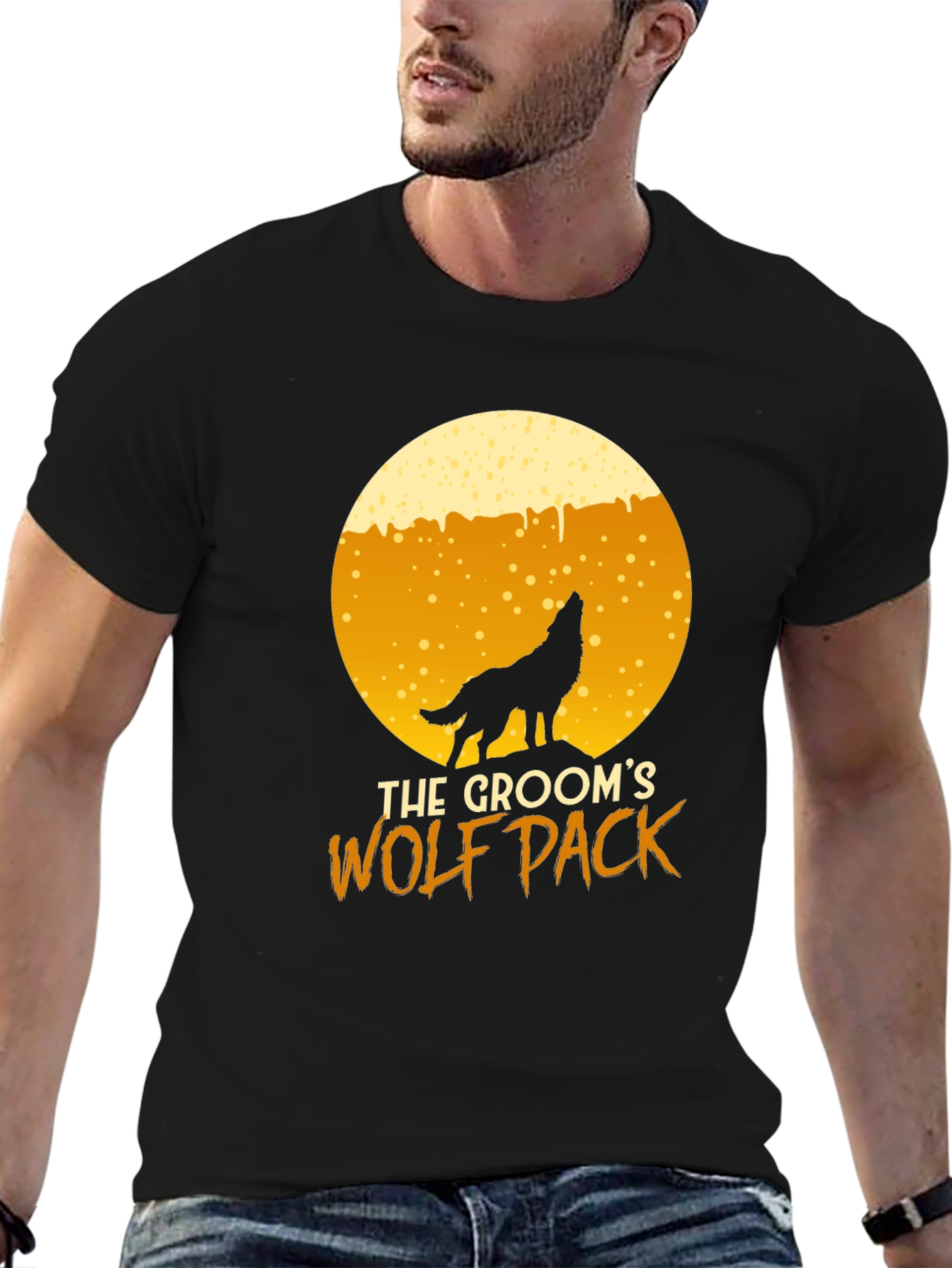 Grooms Wolf Pack T-Shirt - Black Crew Neck Tee