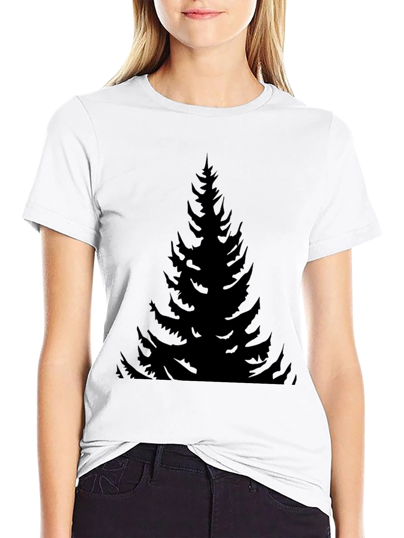 Mens Black Pine Tree Graphic T-Shirt