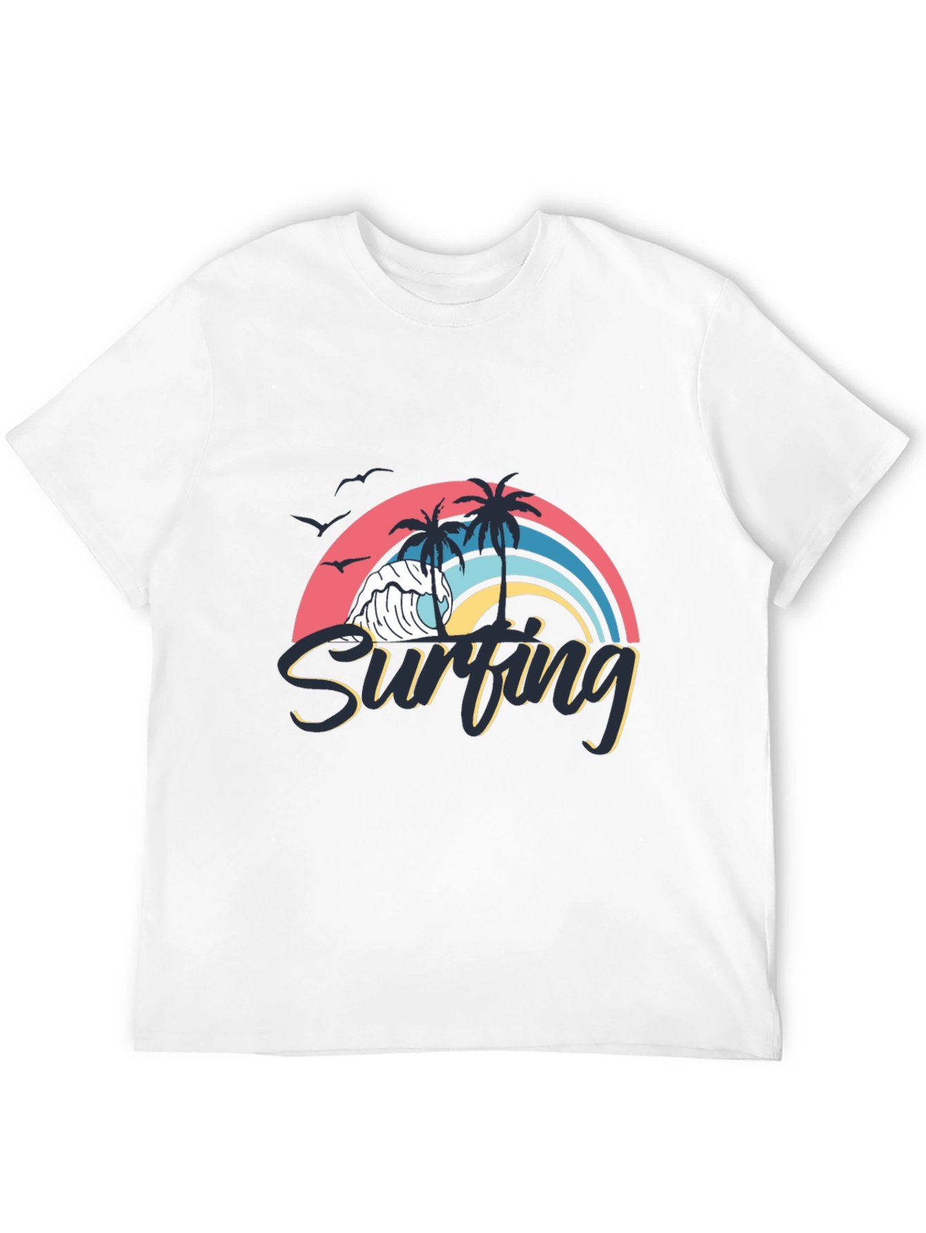 Surfing Wave Graphic Black T-Shirt