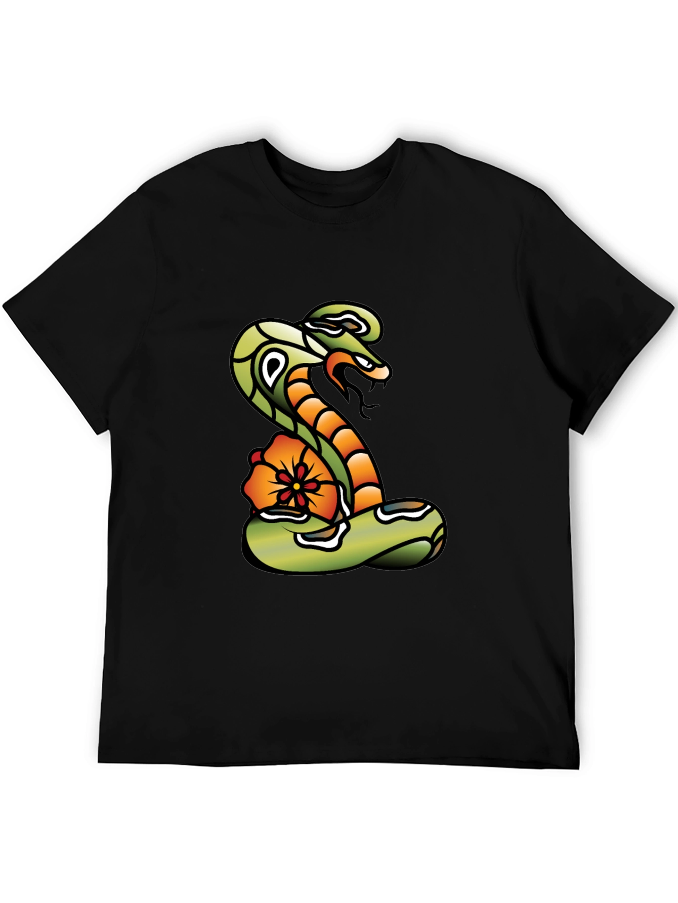 Cobra & Flower Graphic Tee - Bold Snake Design!