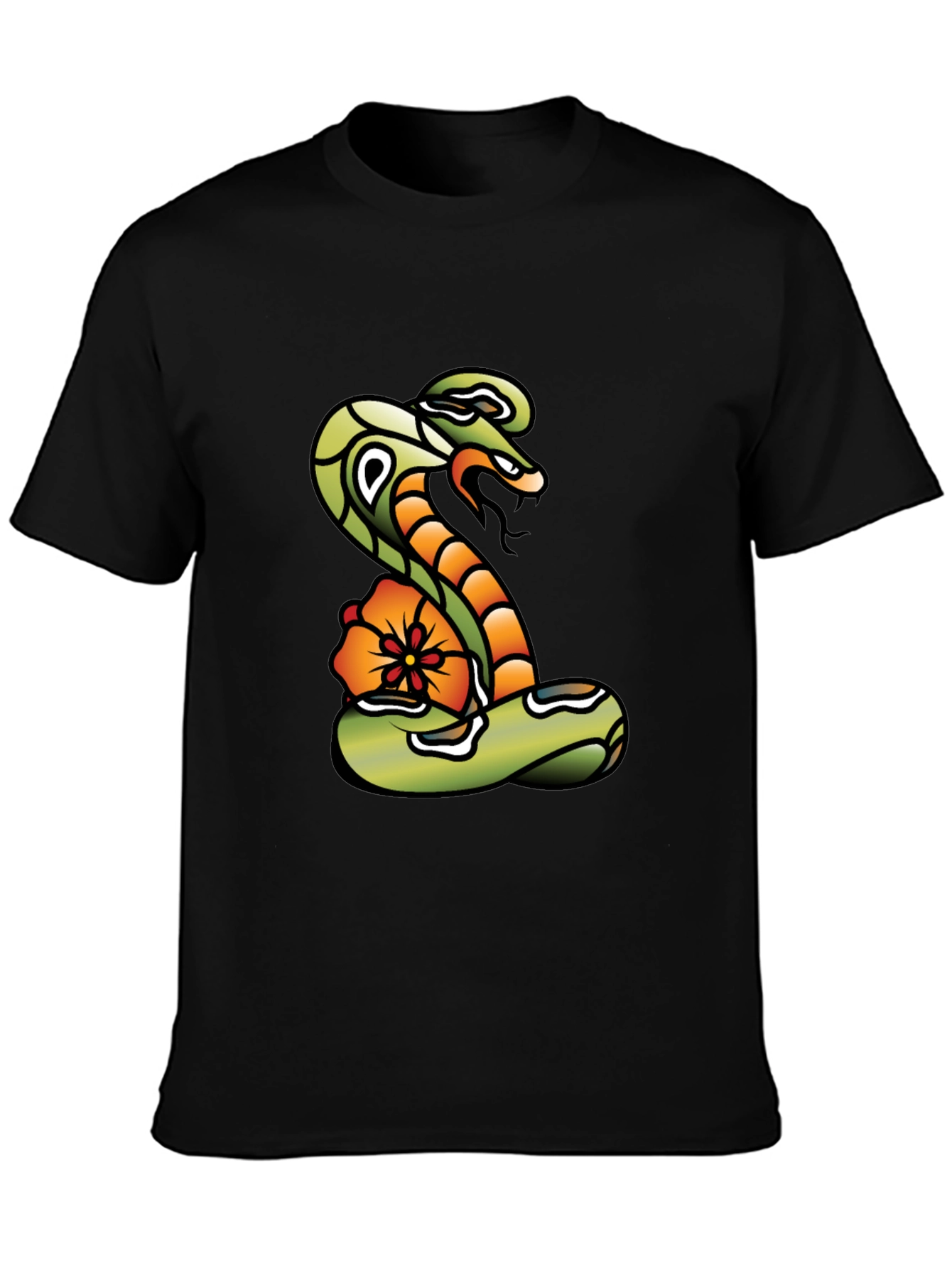 Cobra & Flower Graphic Tee - Bold Snake Design!