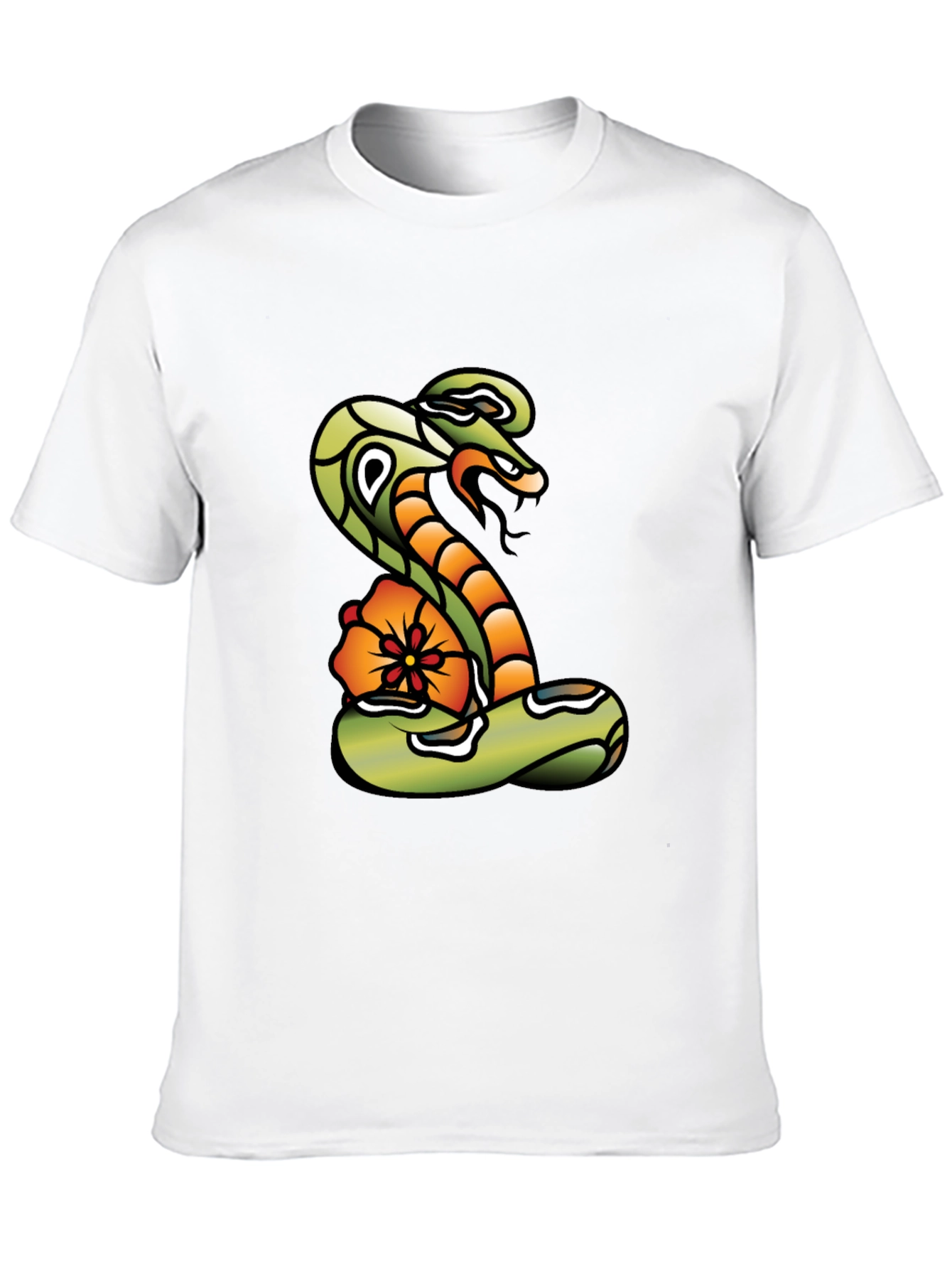 Cobra & Flower Graphic Tee - Bold Snake Design!