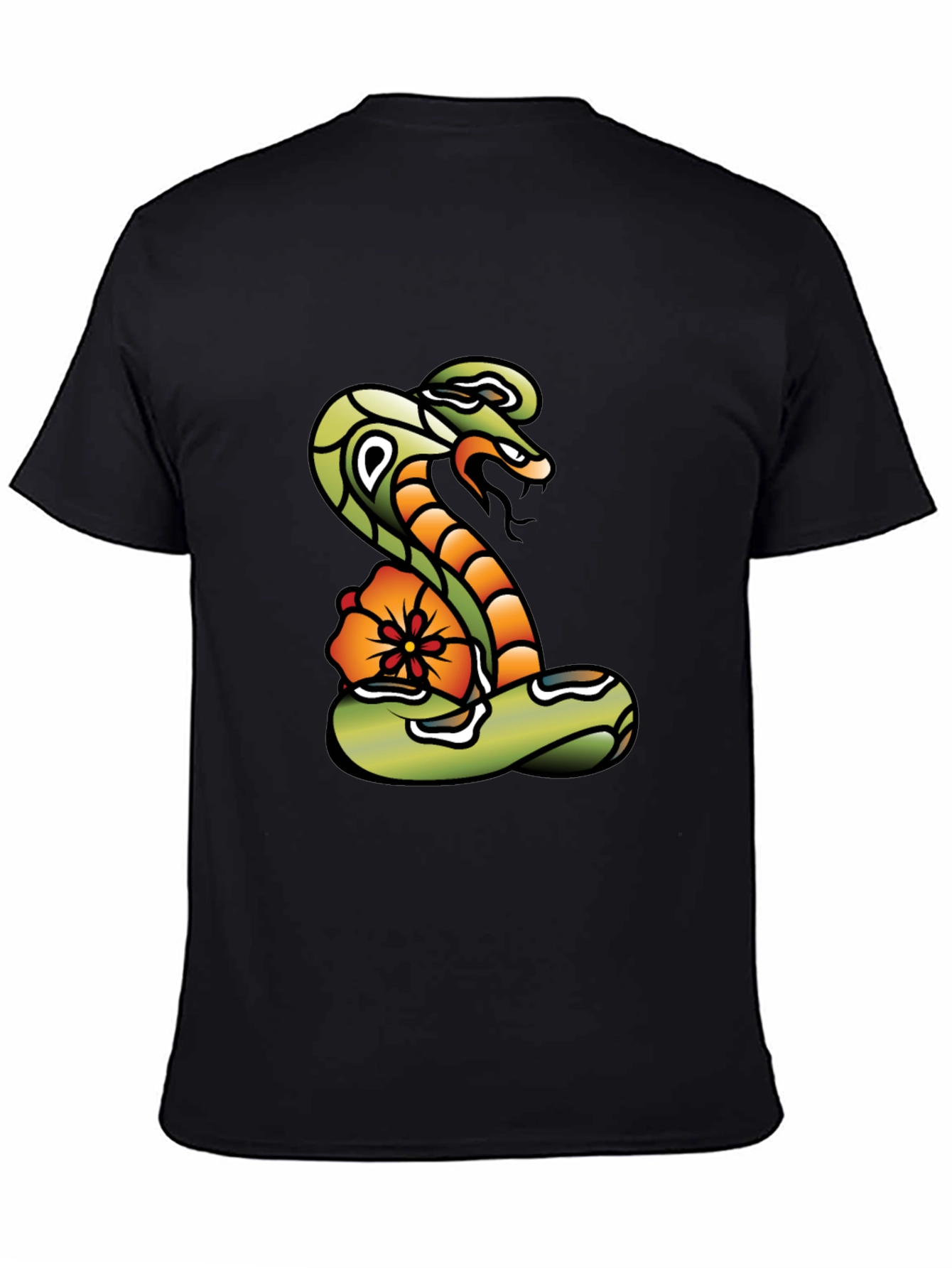 Cobra & Flower Graphic Tee - Bold Snake Design!