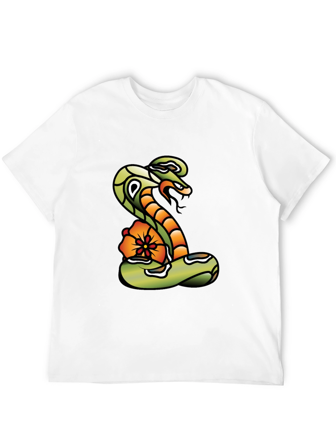 Cobra & Flower Graphic Tee - Bold Snake Design!