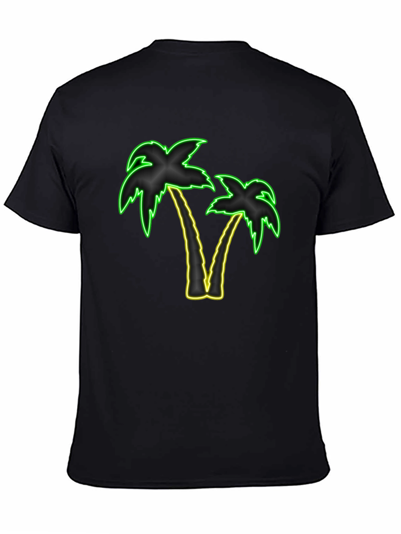 Neon Palm Trees Graphic Tee - Black T-Shirt