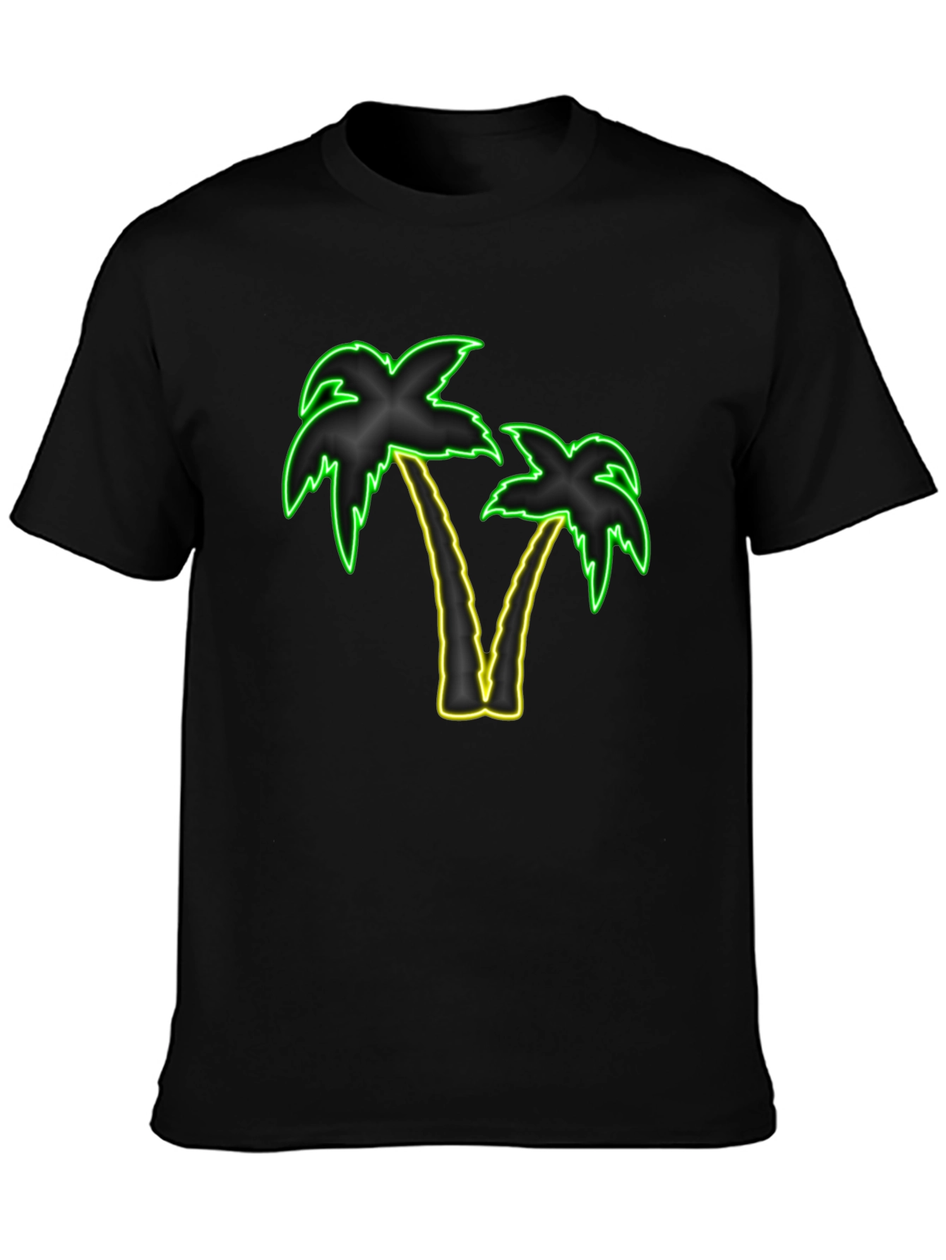 Neon Palm Trees Graphic Tee - Black T-Shirt