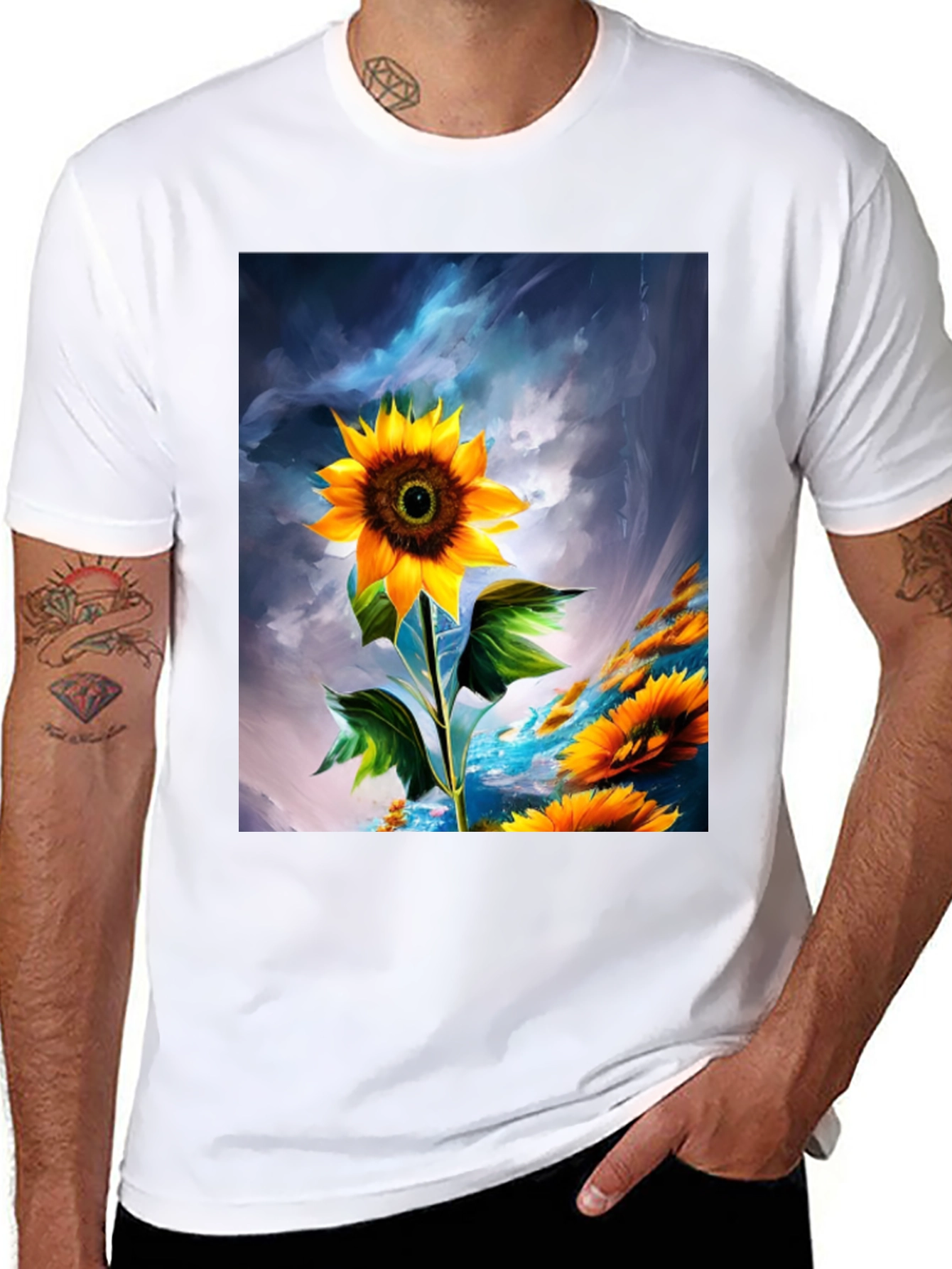 Sunflower Graphic T-Shirt - Artistic Design
