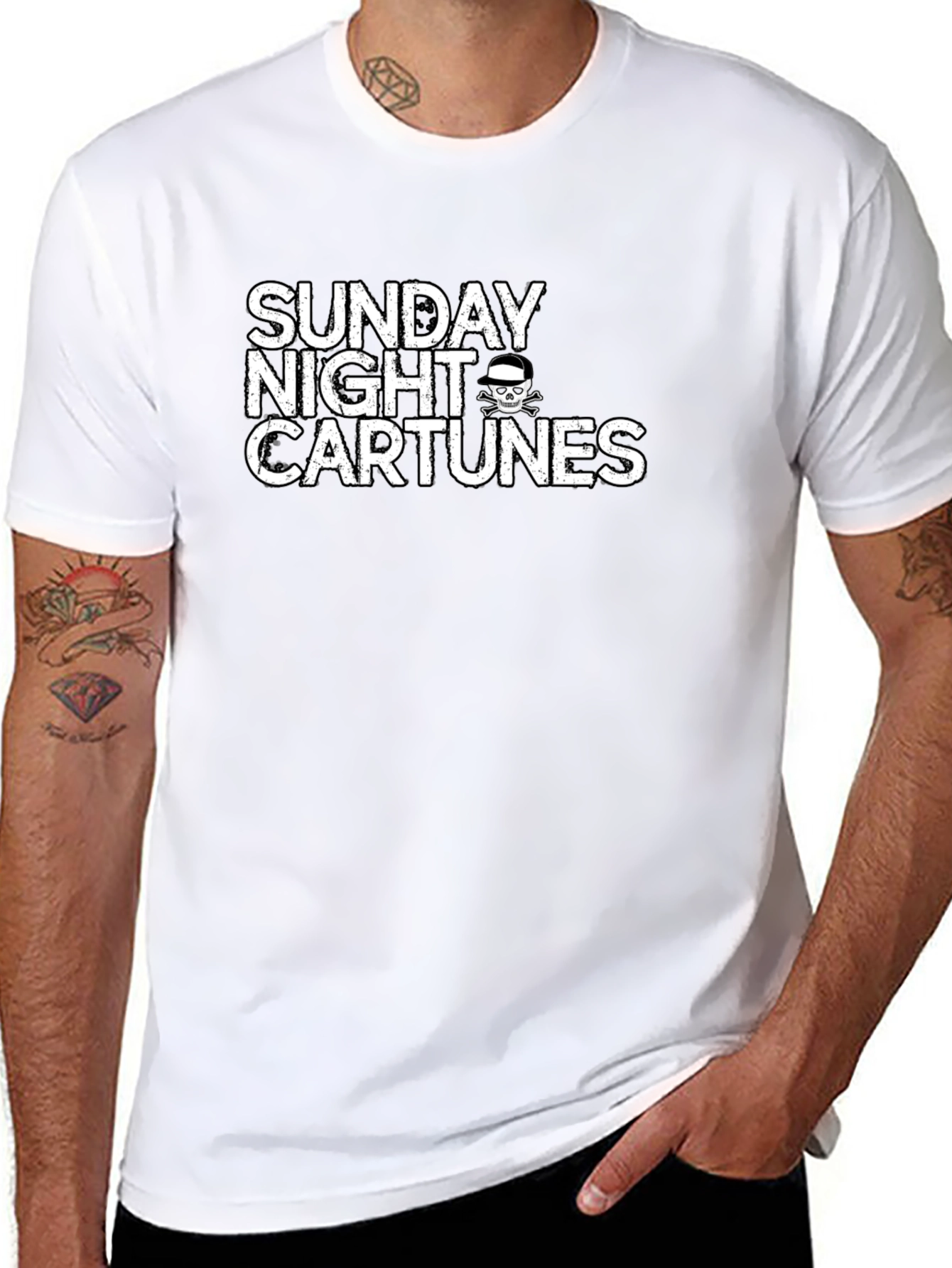 Sunday Night Cartunes Black Graphic Tee