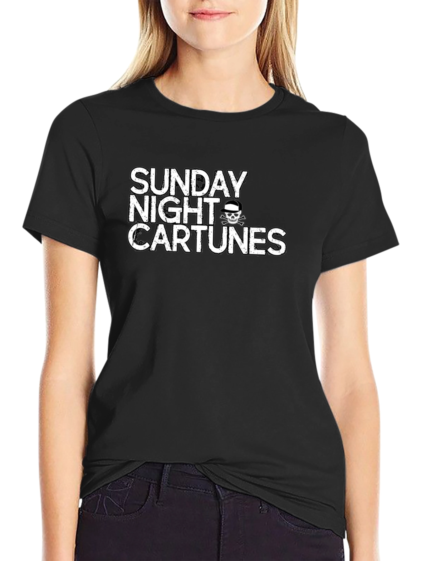 Sunday Night Cartunes Black Graphic Tee