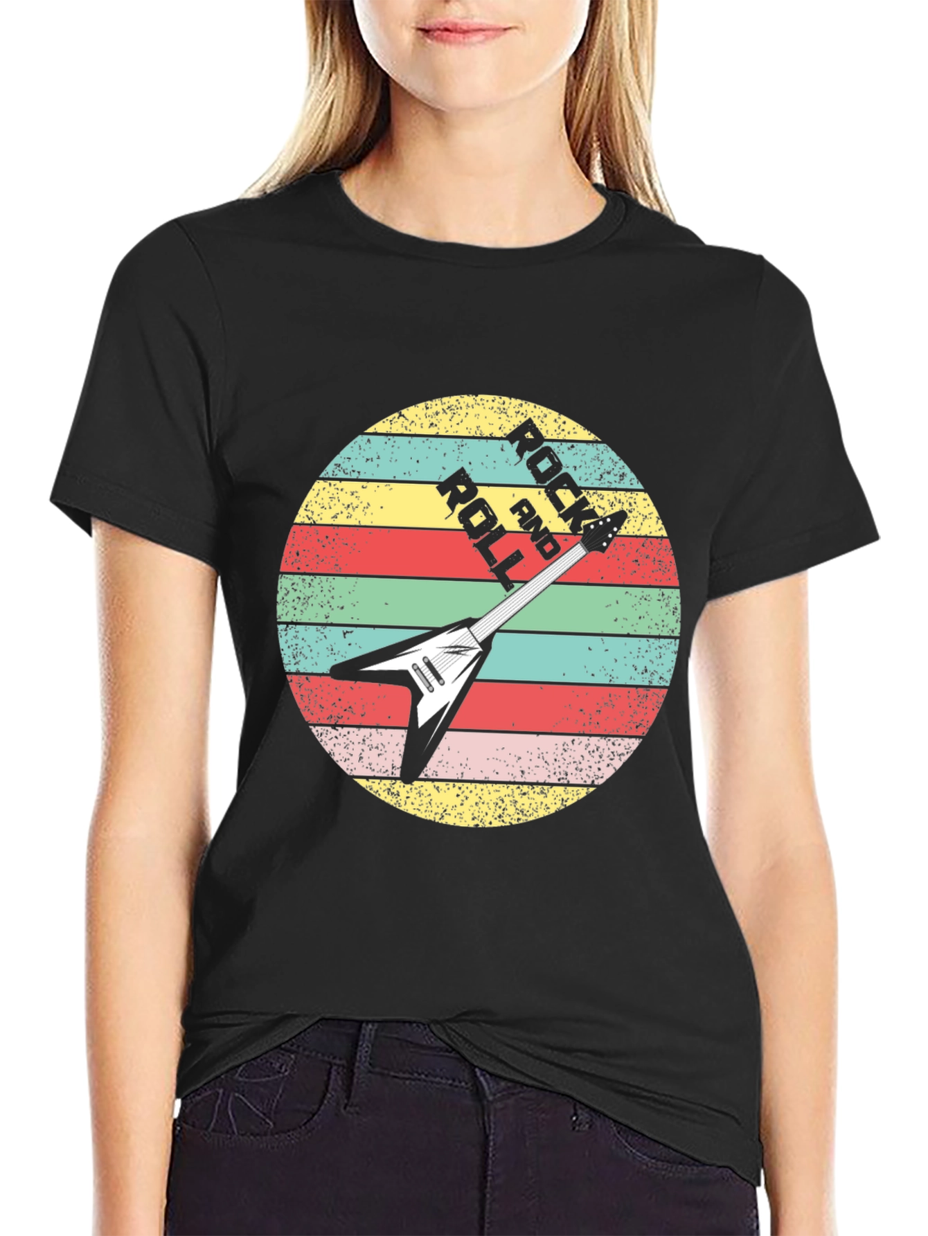 Retro Rock and Roll Guitar Graphic Tee