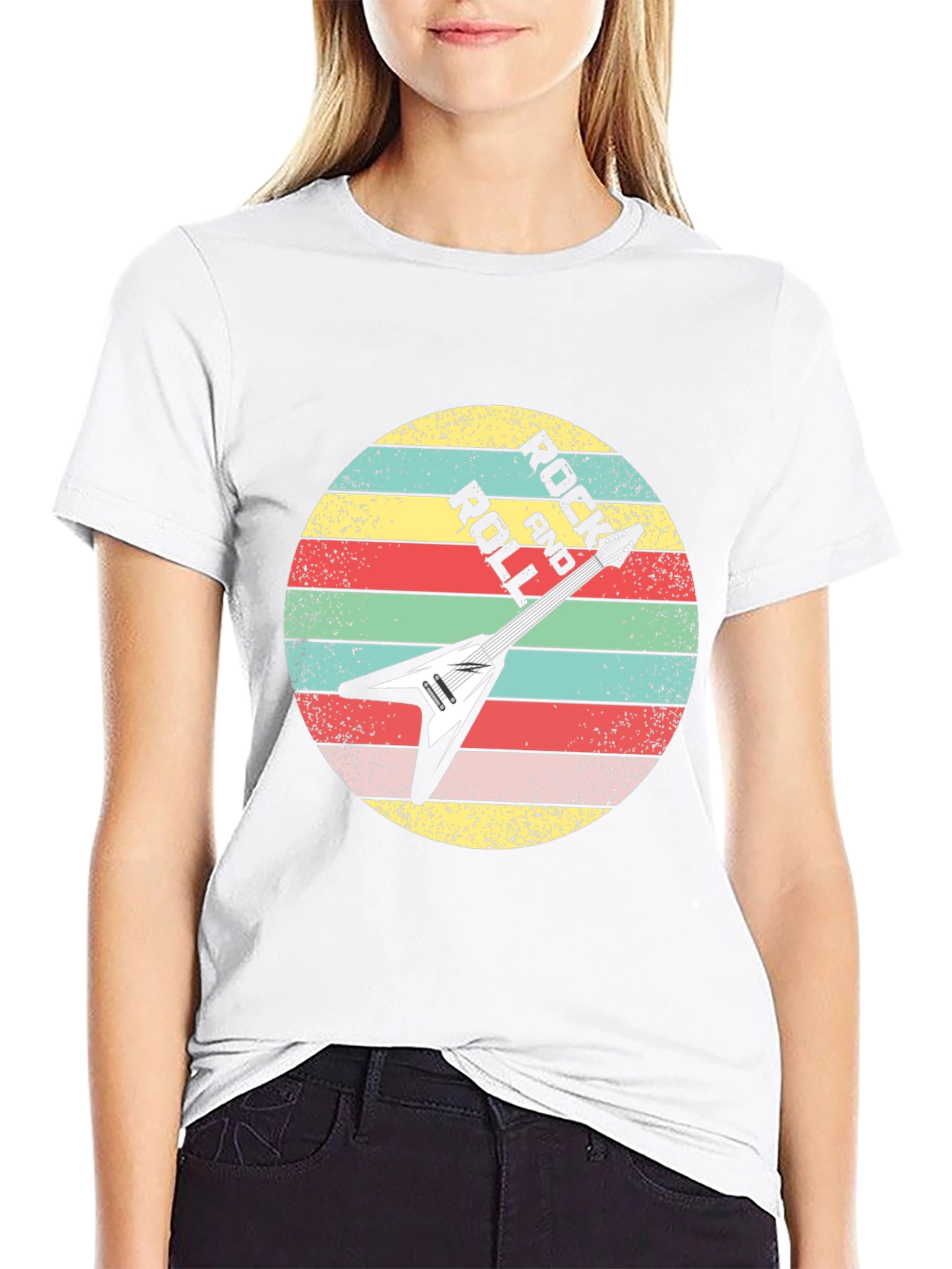 Retro Rock and Roll Guitar Graphic Tee