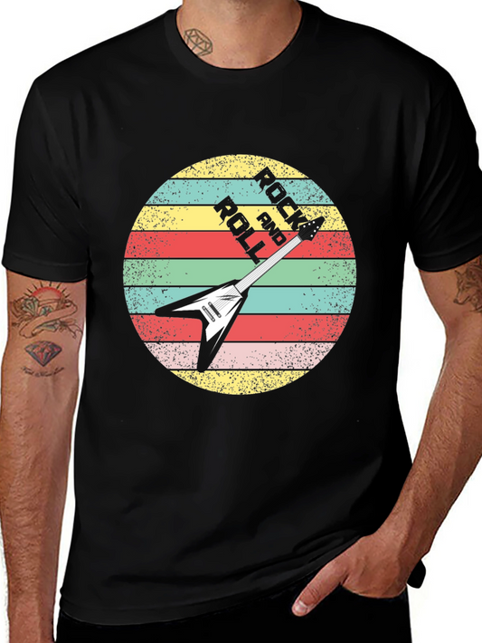 Retro Rock and Roll Guitar Graphic Tee