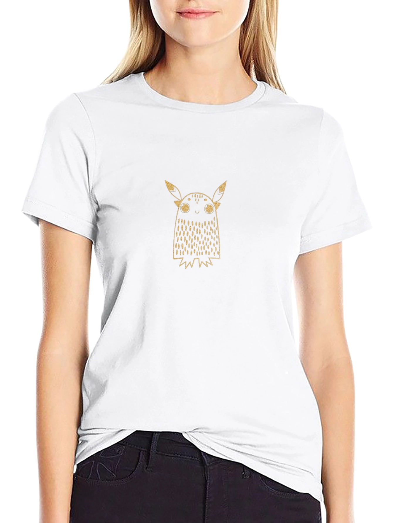 Cute Monster Graphic Tee - Black Cotton T-Shirt