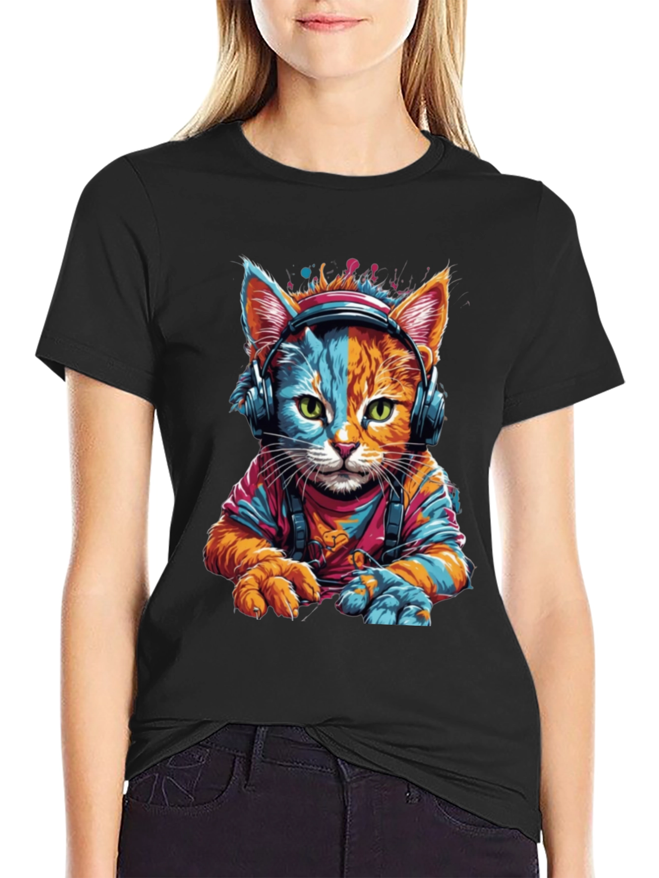 Cool Cat DJ Graphic T-Shirt