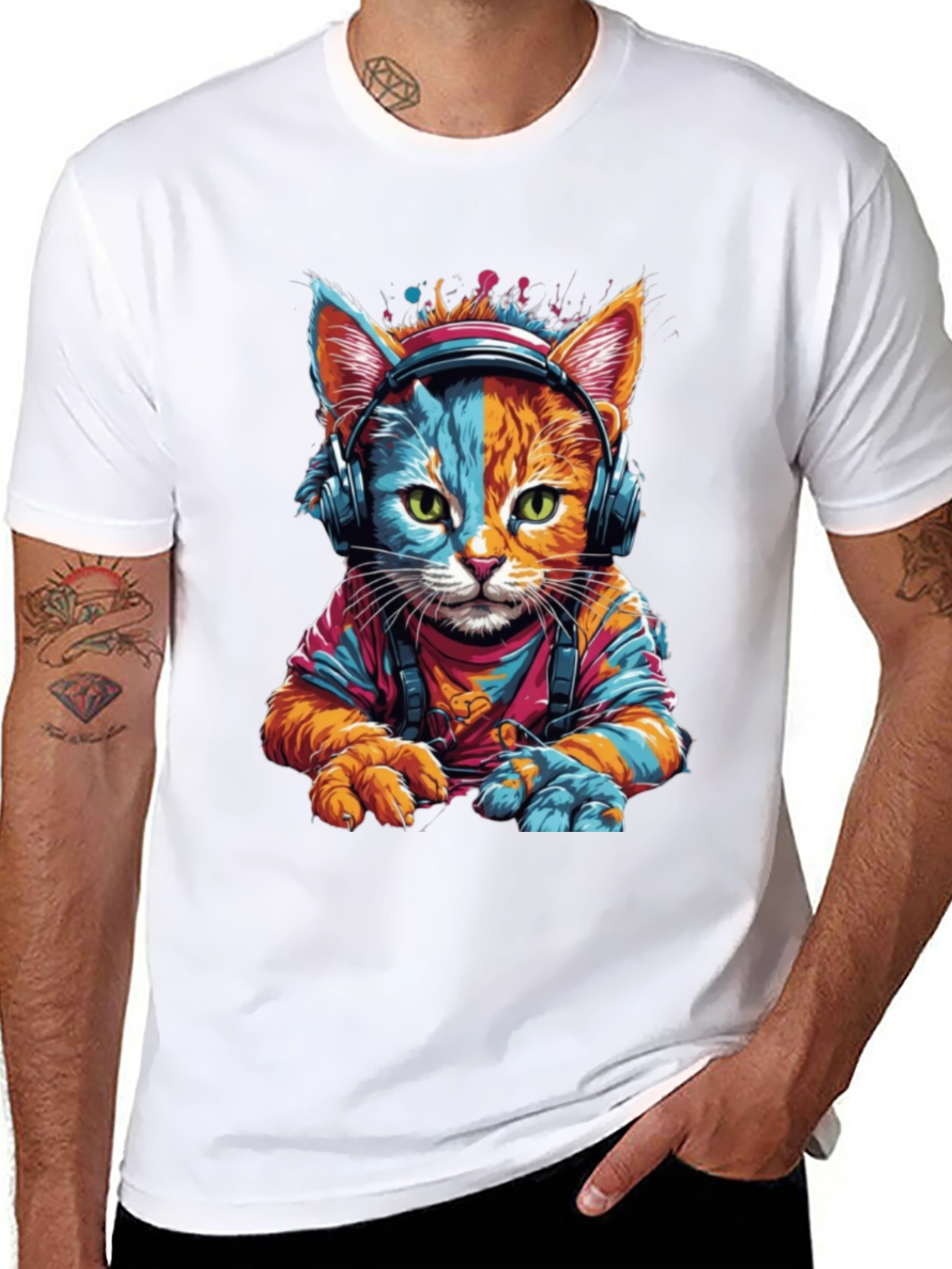 Cool Cat DJ Graphic T-Shirt