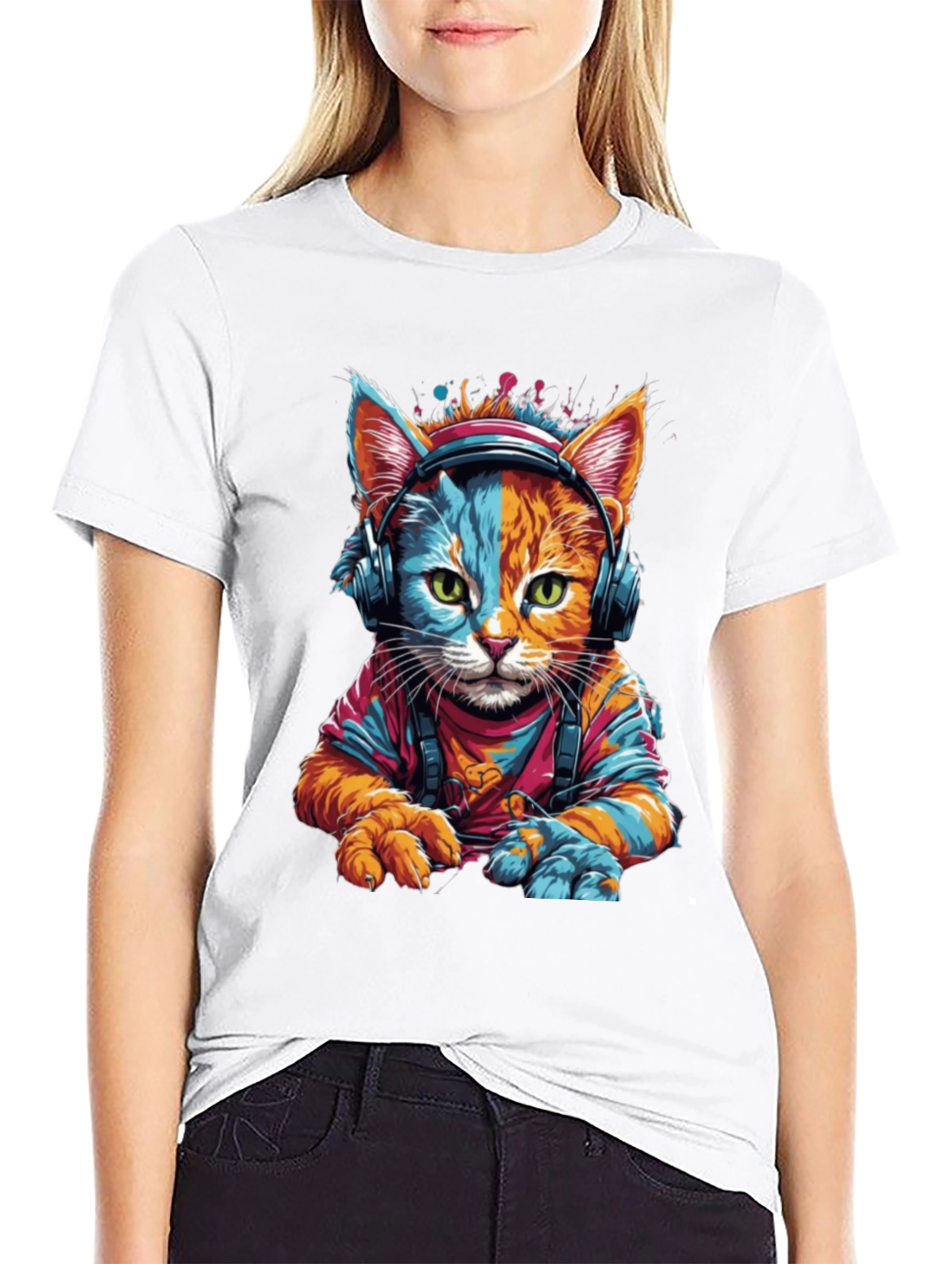 Cool Cat DJ Graphic T-Shirt