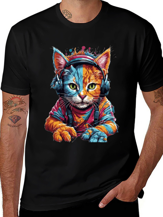 Cool Cat DJ Graphic T-Shirt
