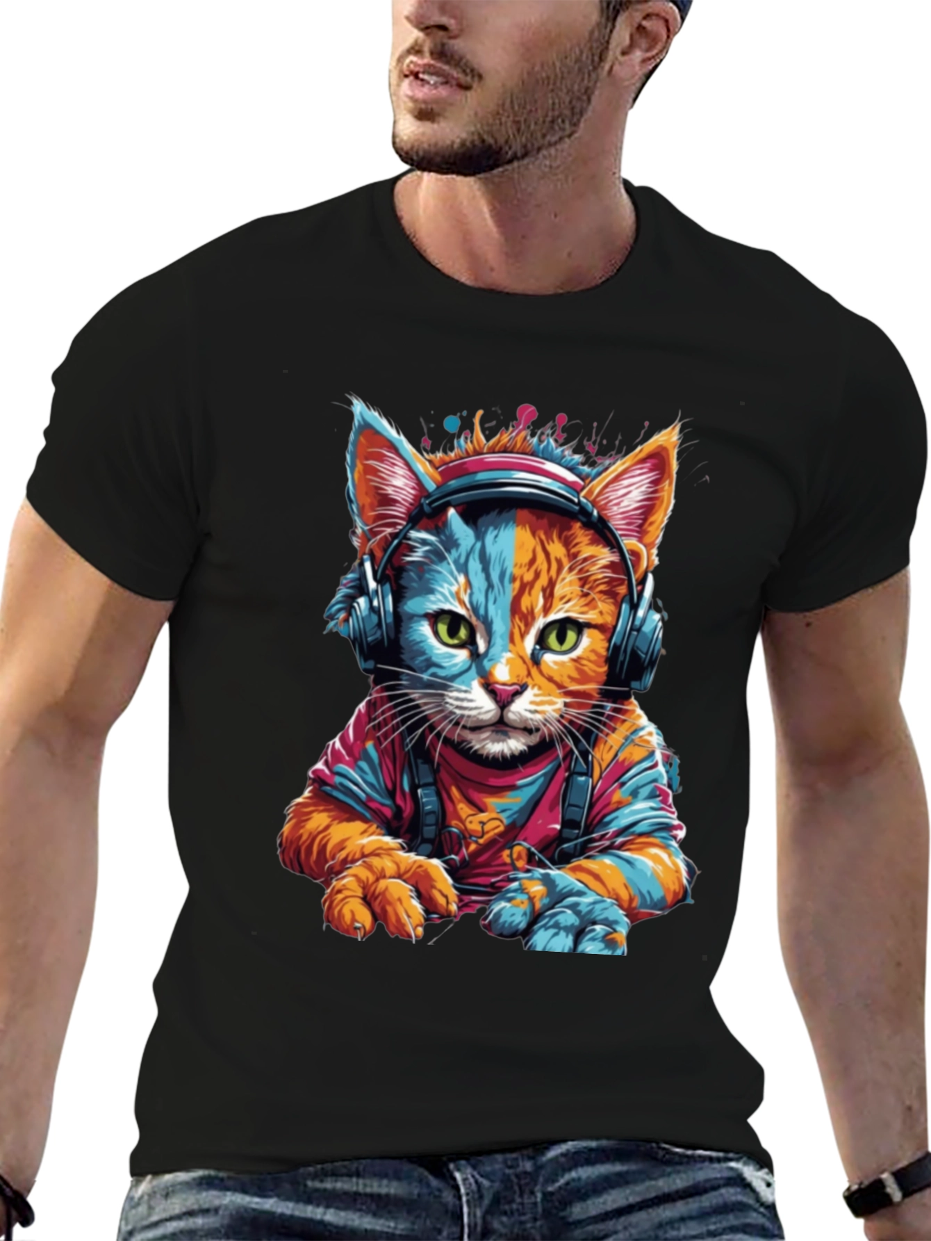 Cool Cat DJ Graphic T-Shirt