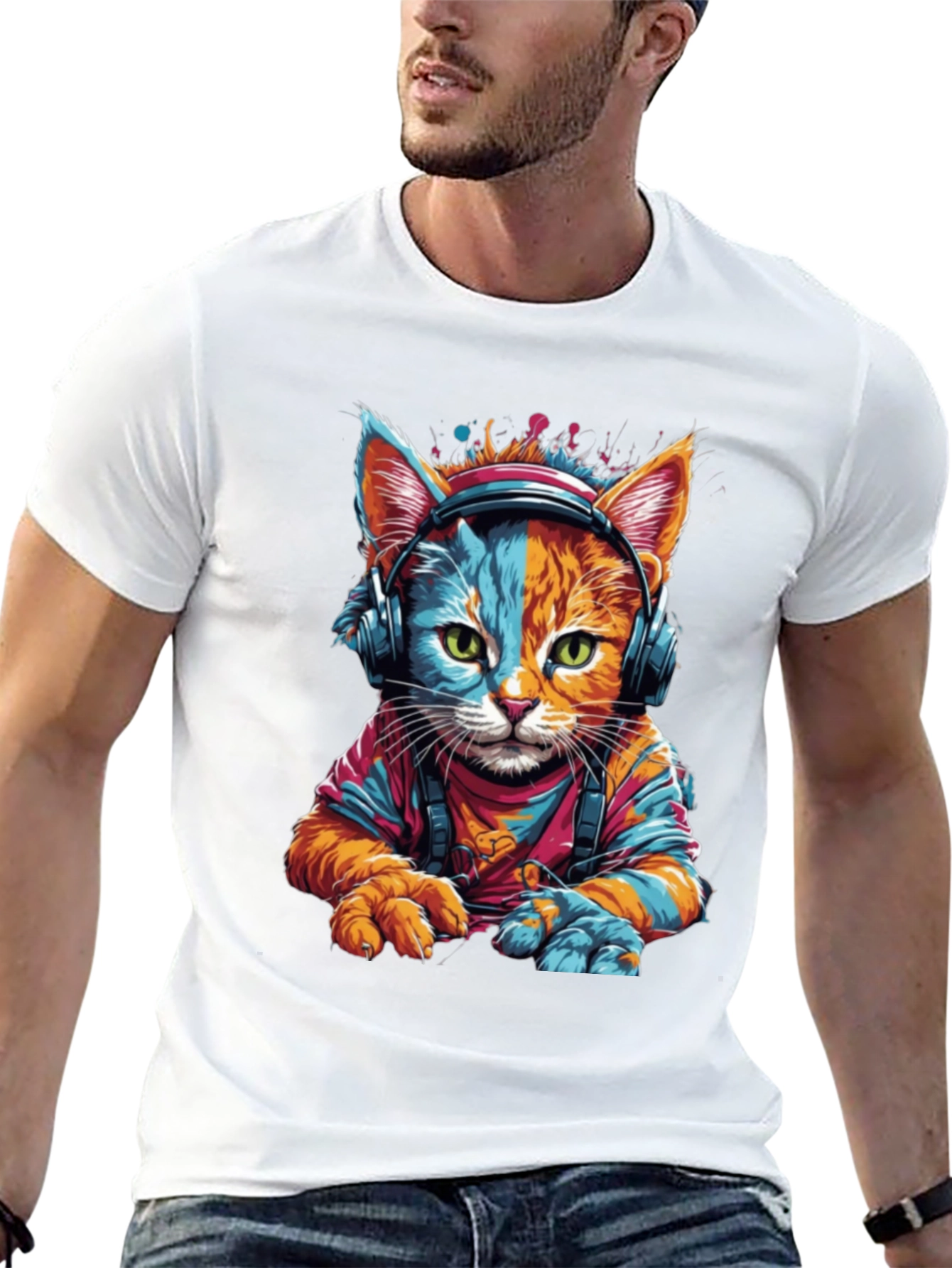 Cool Cat DJ Graphic T-Shirt