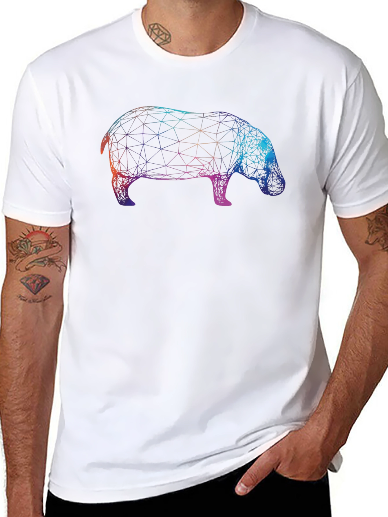 Geometric Hippo Graphic T-Shirt